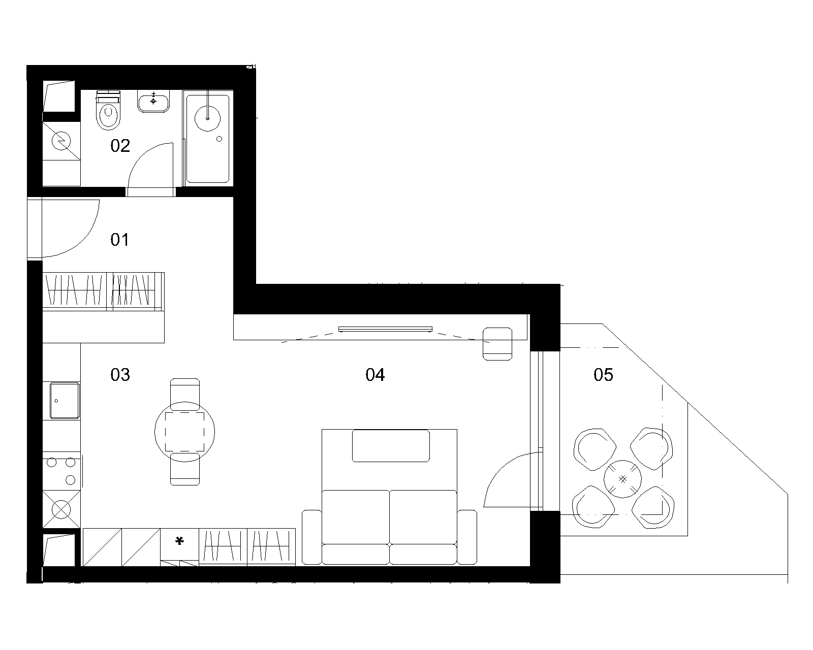 A1E - 1 izbový byt - Nové Mlynarce