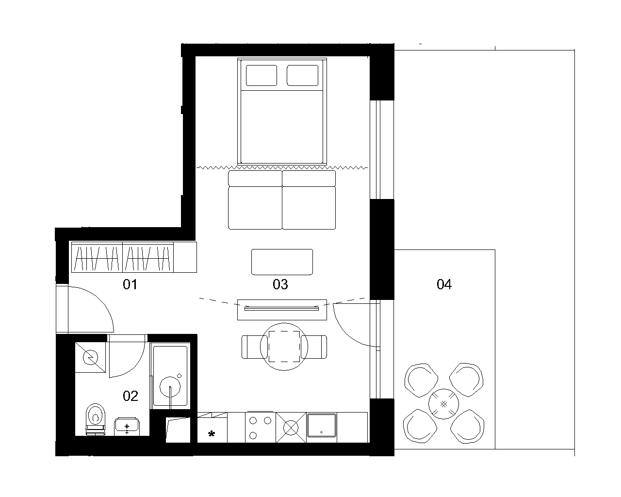 D1B - 1 izbový byt - Nové Mlynarce