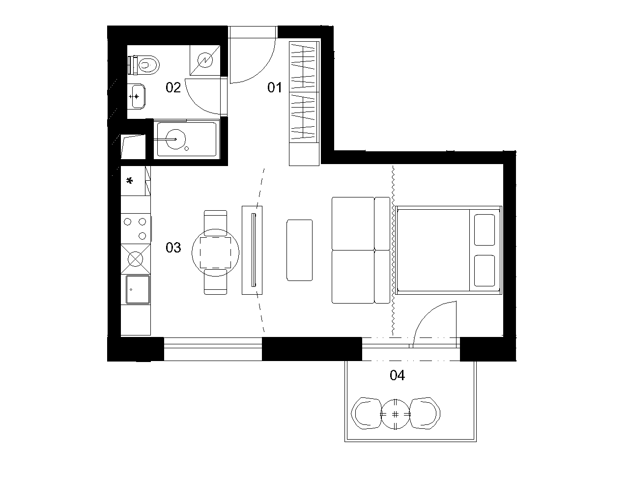 D3E - 1 izbový byt - Nové Mlynarce