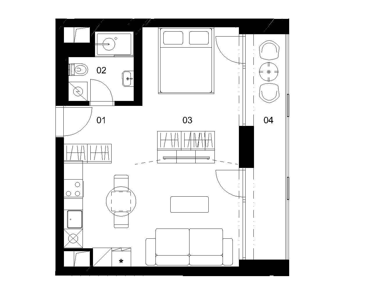 D4C - 1 izbový byt - Nové Mlynarce