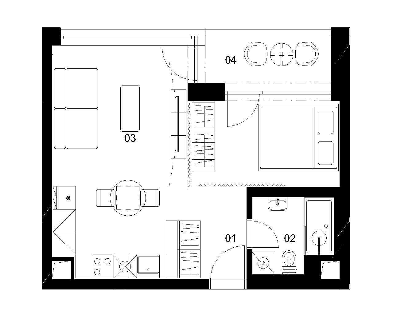 E2B - 1 izbový byt - Nové Mlynarce