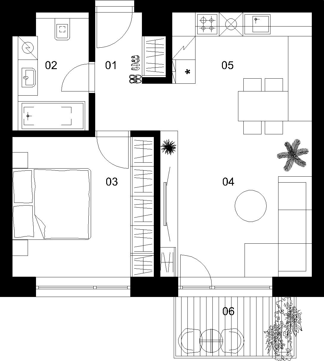 2 izbový byt B-1.5.