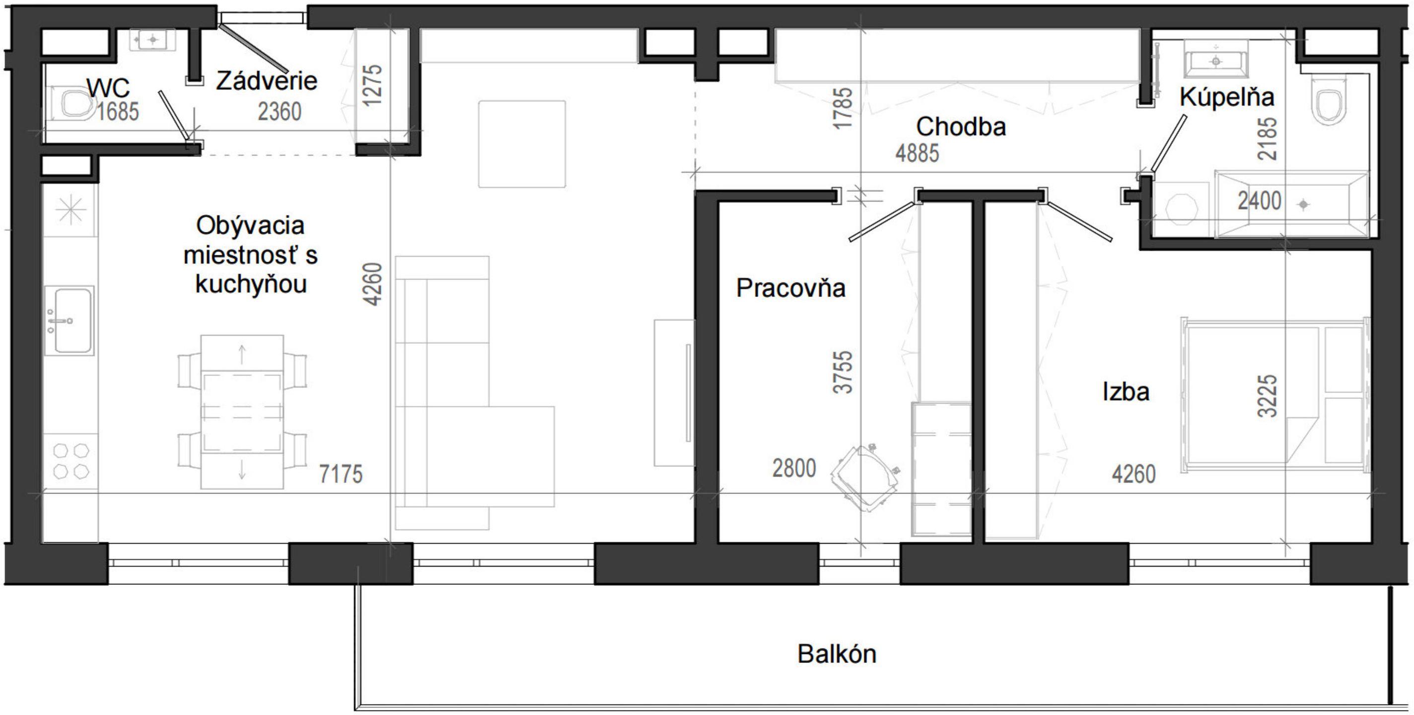 3 izbový byt B14 - 7F
