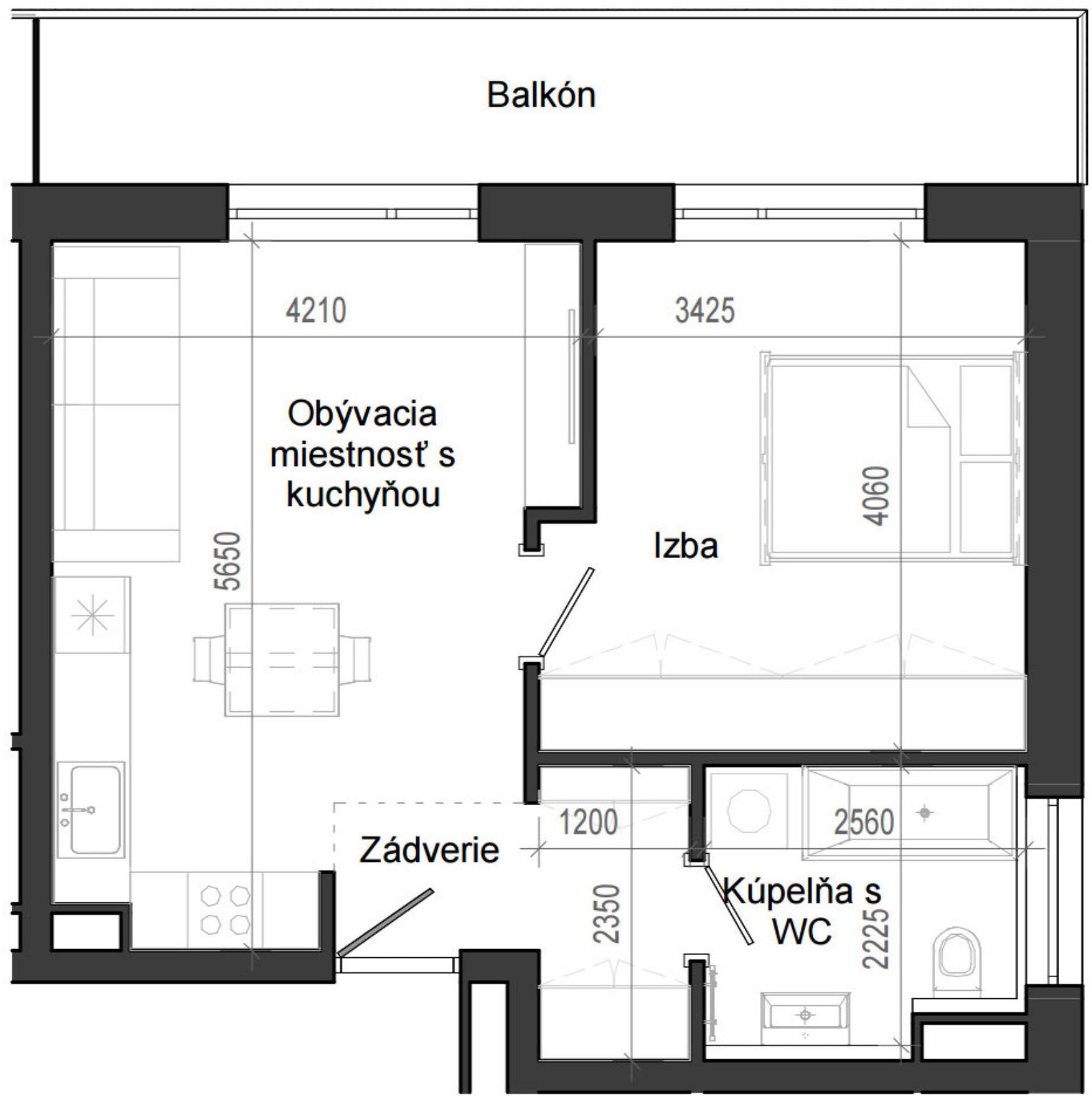 2 izbový byt B14 - 7D