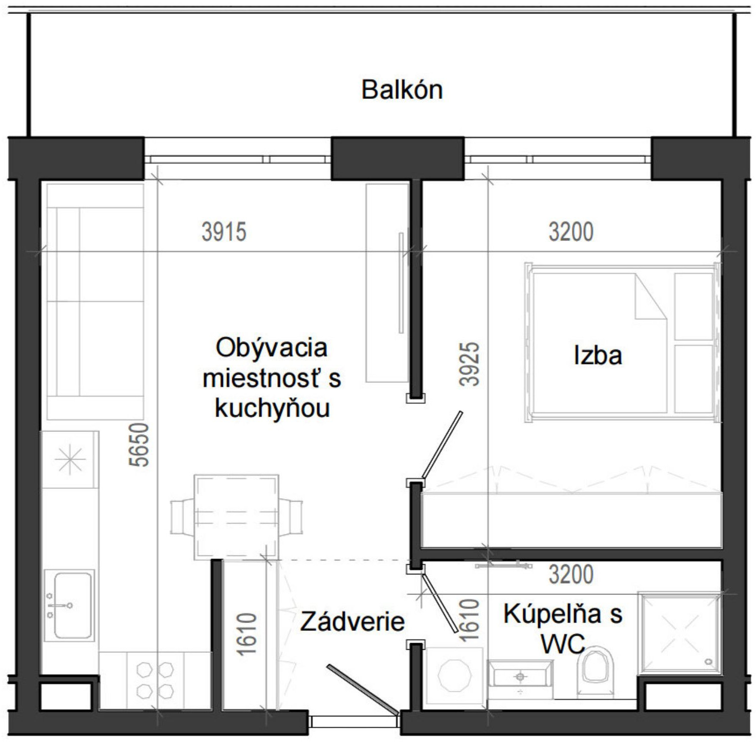 2 izbový byt B14 - 7C