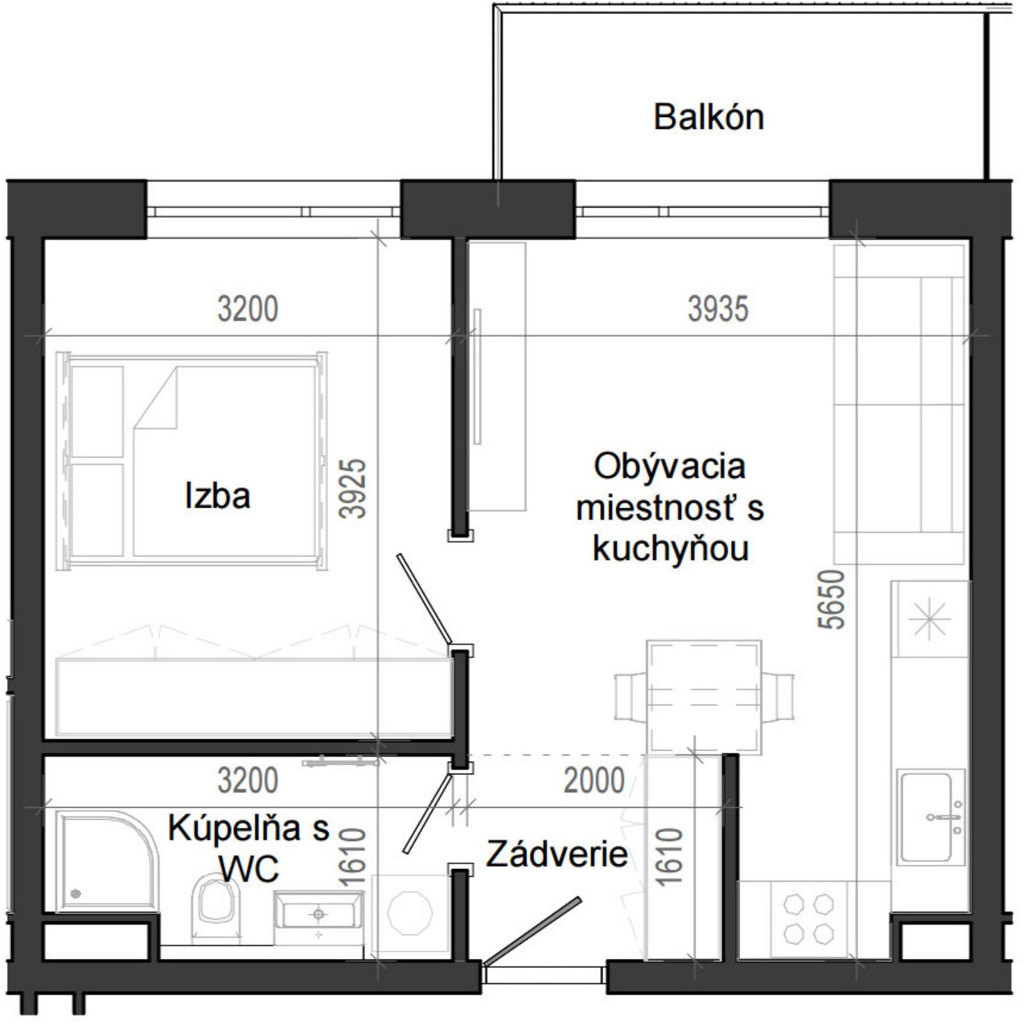 2 izbový byt B14 - 7B