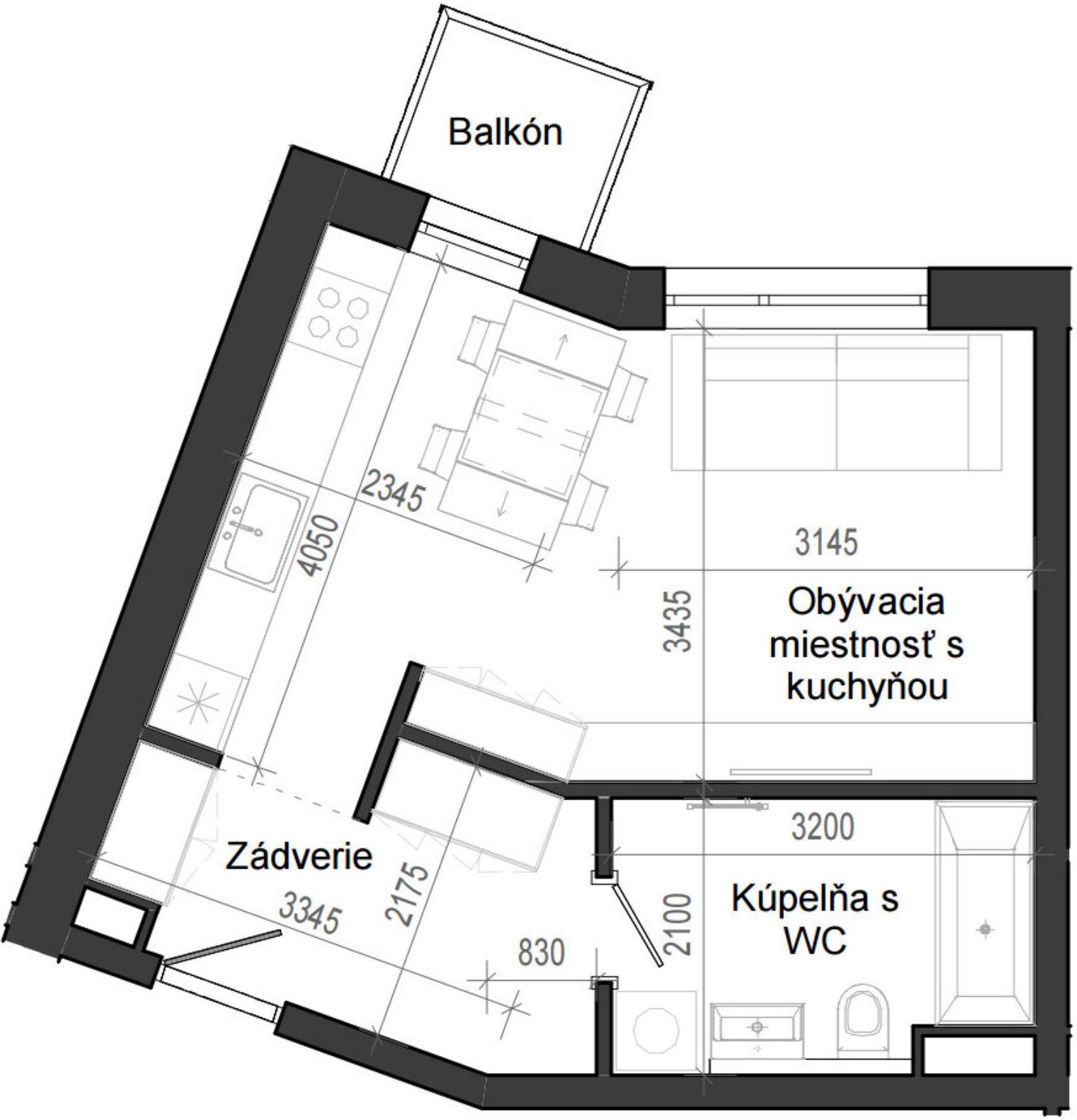 1 izbový byt B14 - 7A