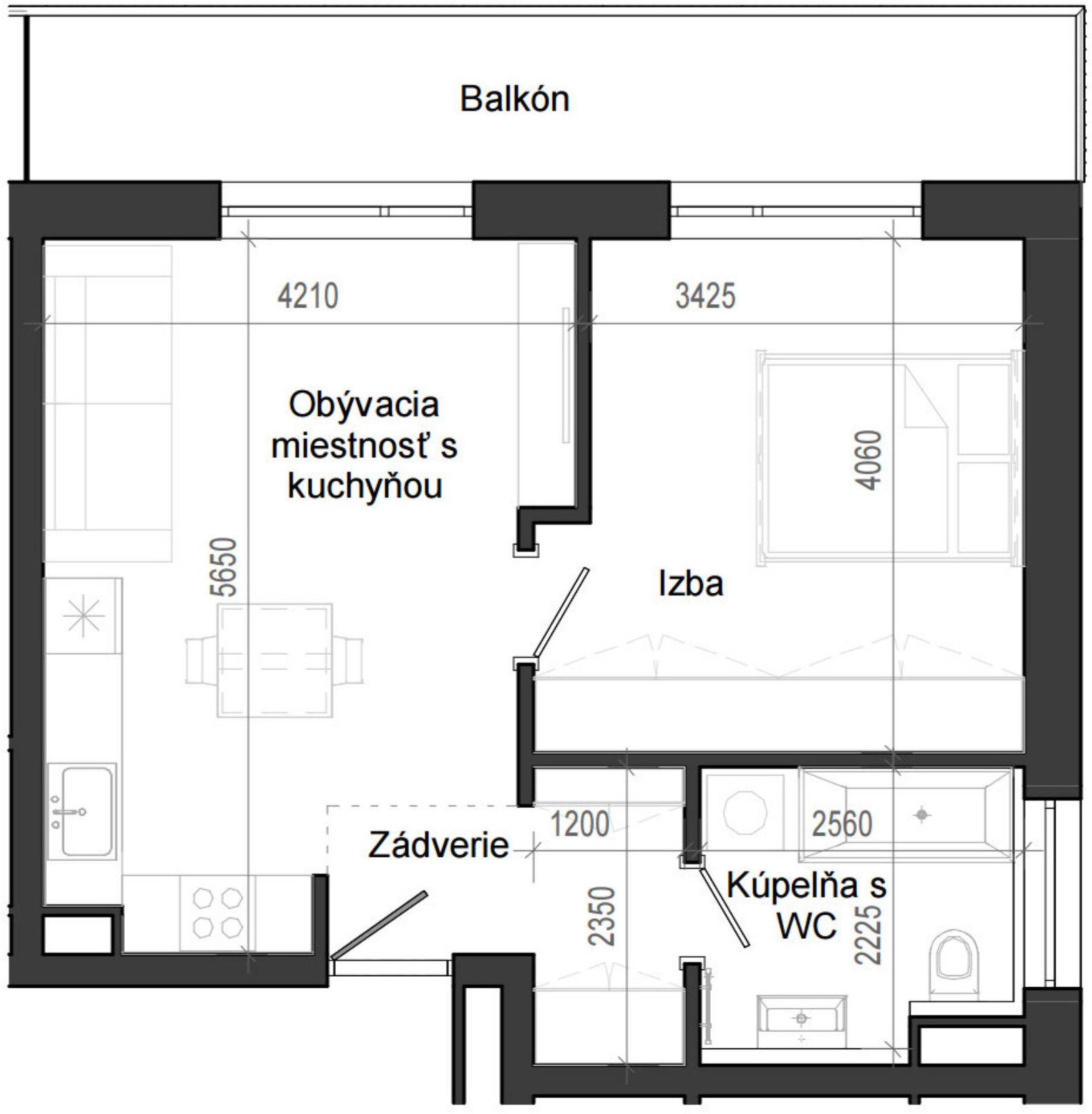 2 izbový byt B14 - 6D