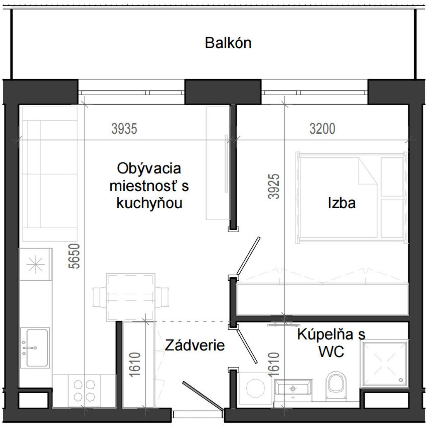 2 izbový byt B14 - 6C