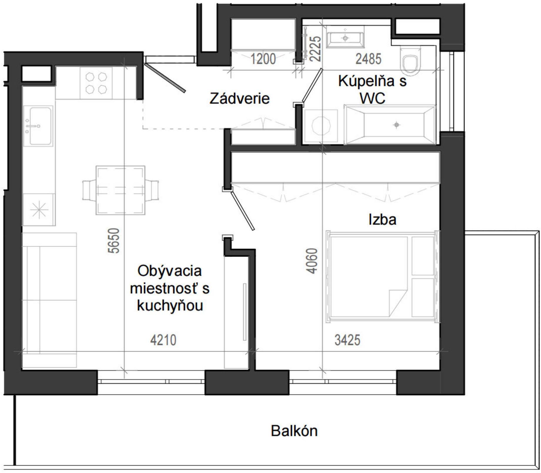 2 izbový byt B14 - 5F