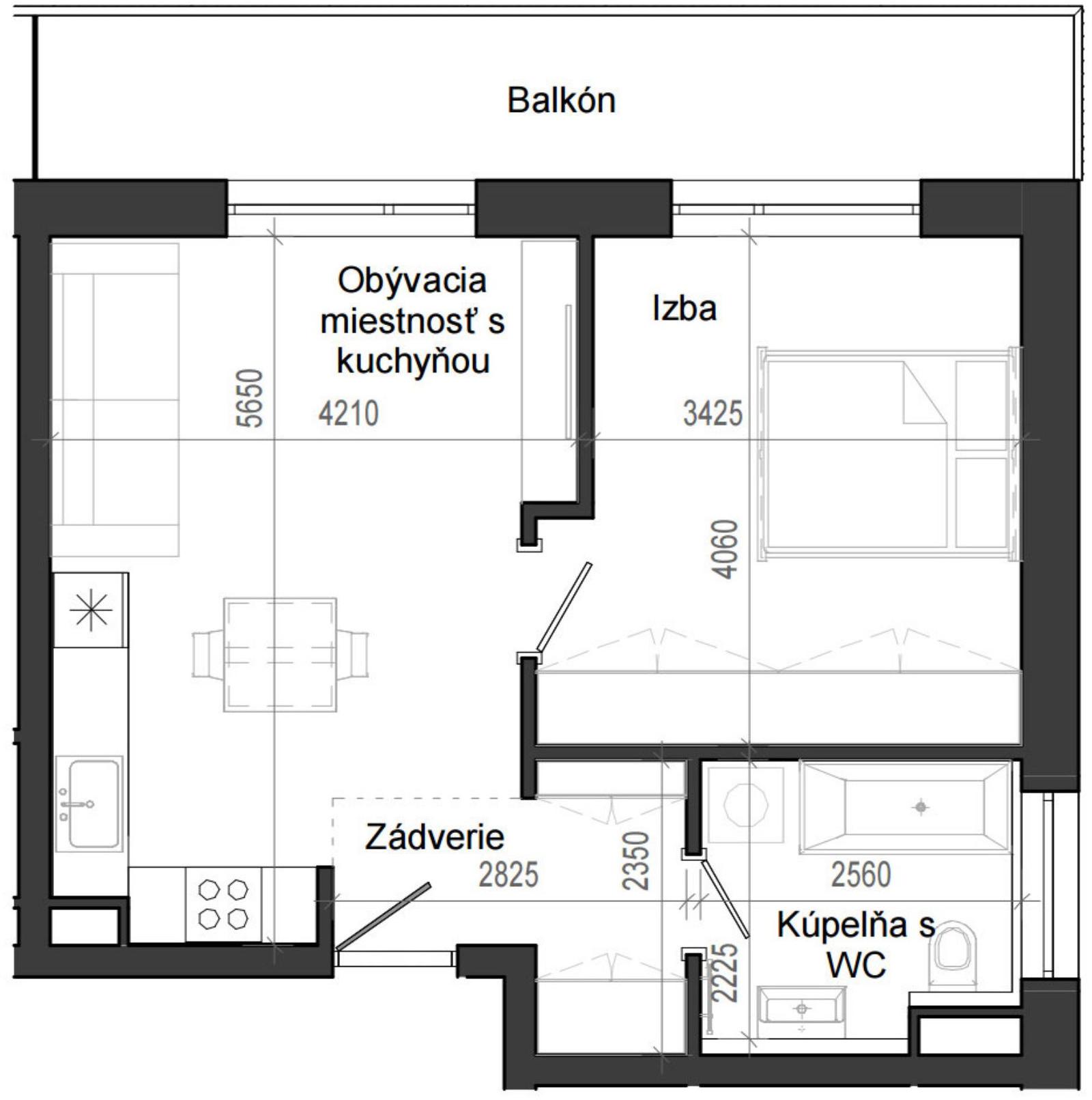 2 izbový byt B14 - 5E