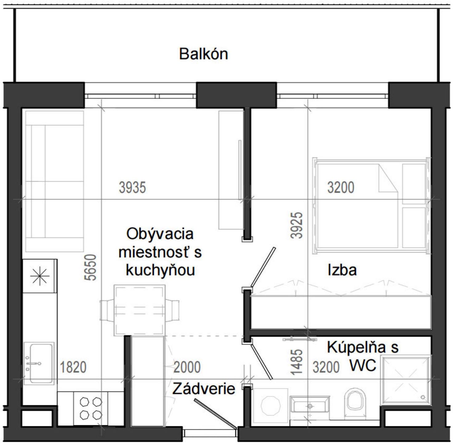 2 izbový byt B14 - 5D