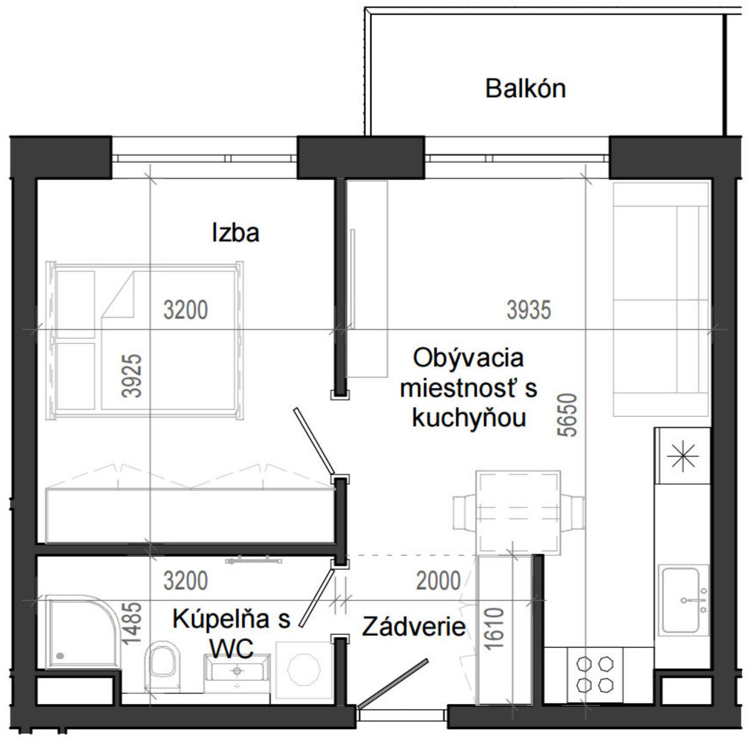 2 izbový byt B14 - 5C