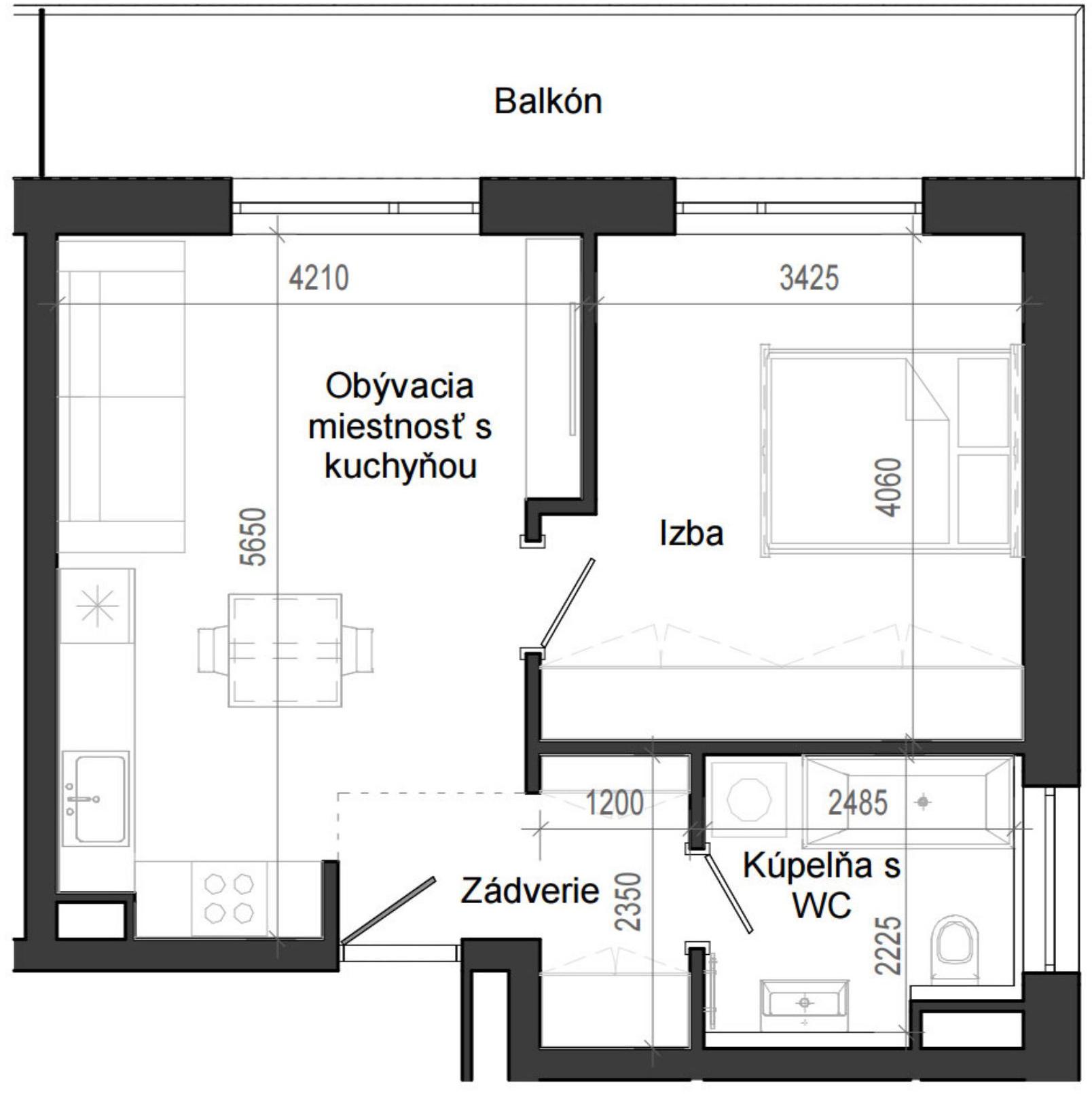 2 izbový byt B14 - 4F