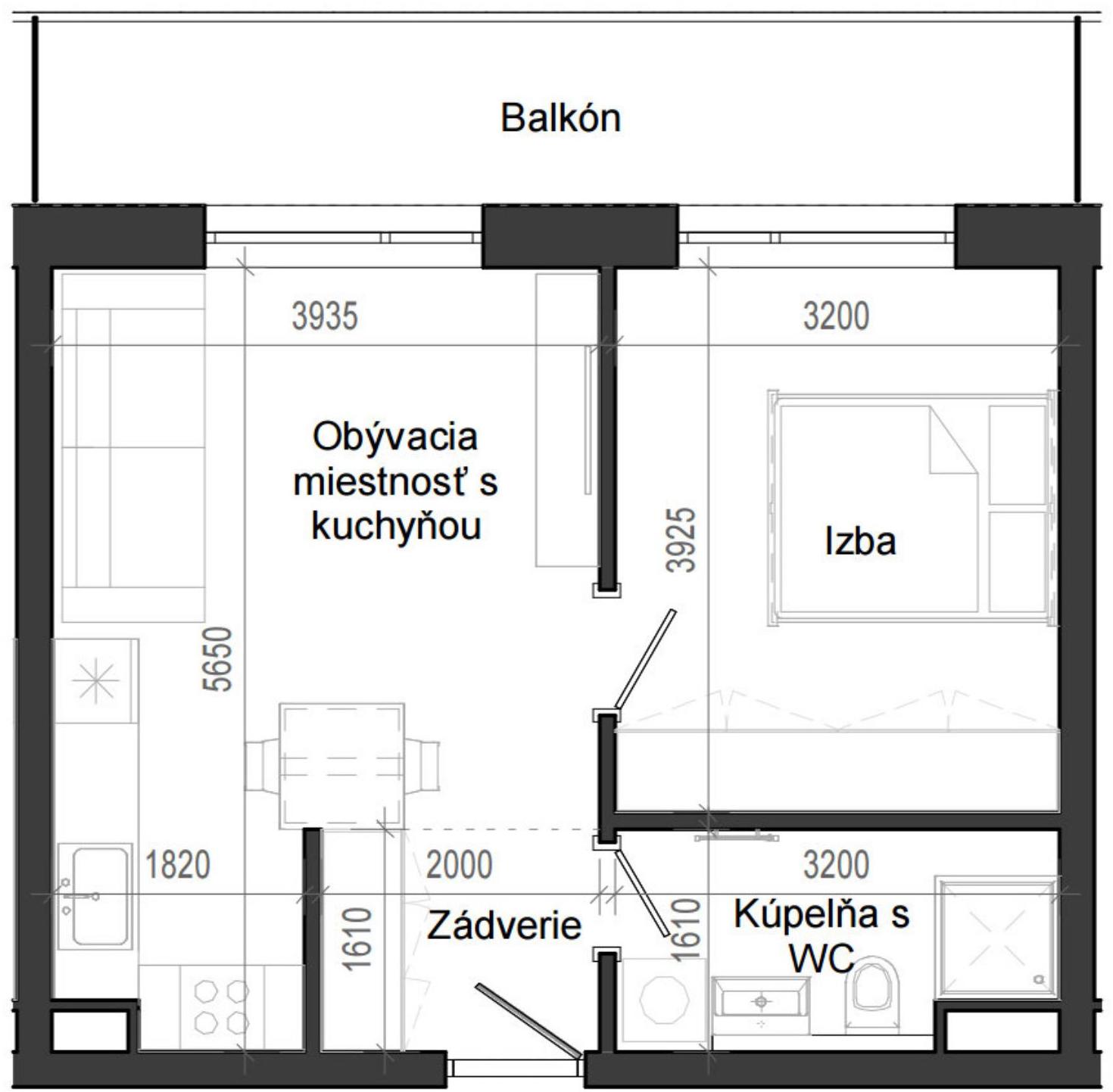 2 izbový byt B14 - 4E