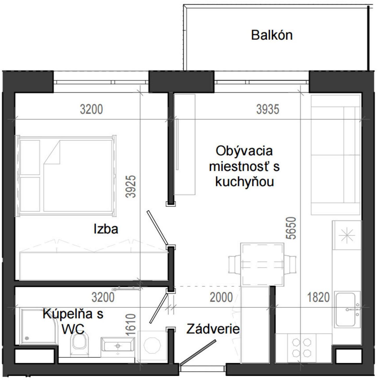 2 izbový byt B14 - 4D