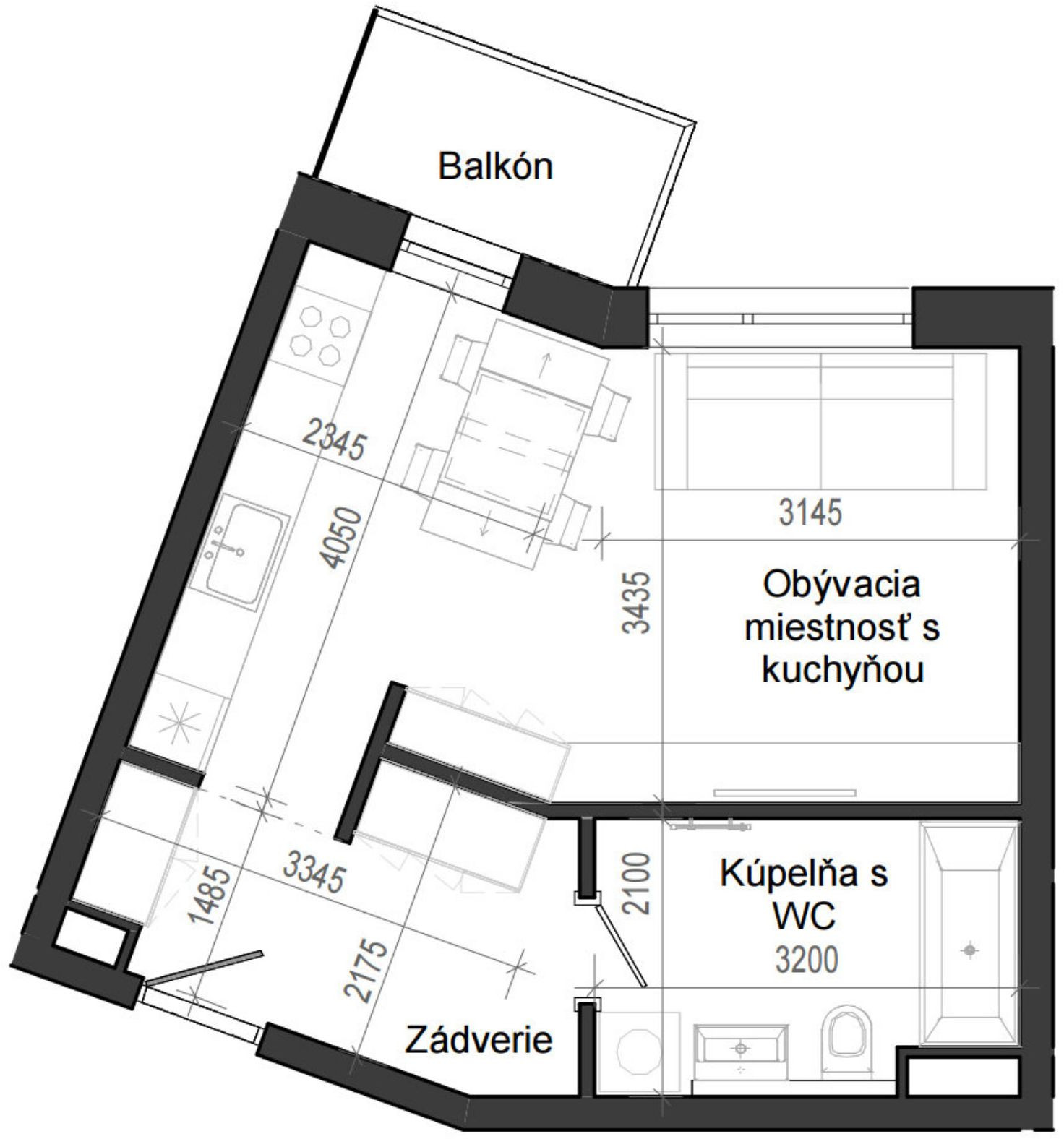 1 izbový byt B14 - 4C