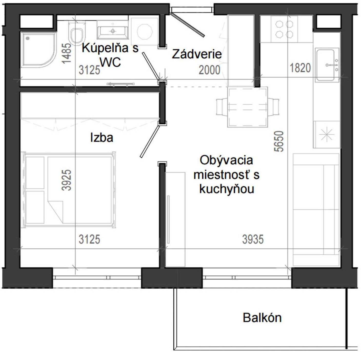 2 izbový byt B14 - 3I