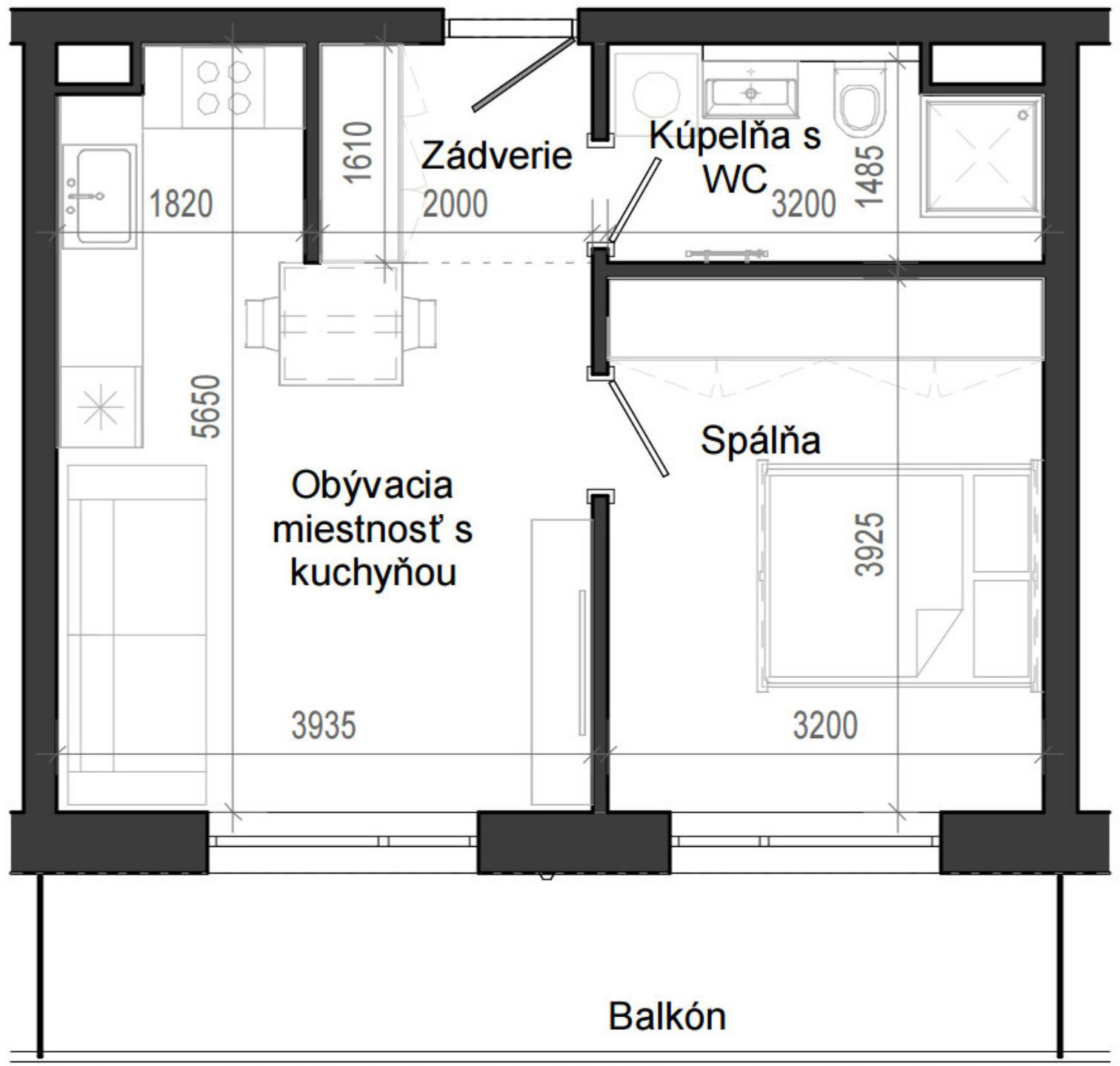 2 izbový byt B14 - 3H