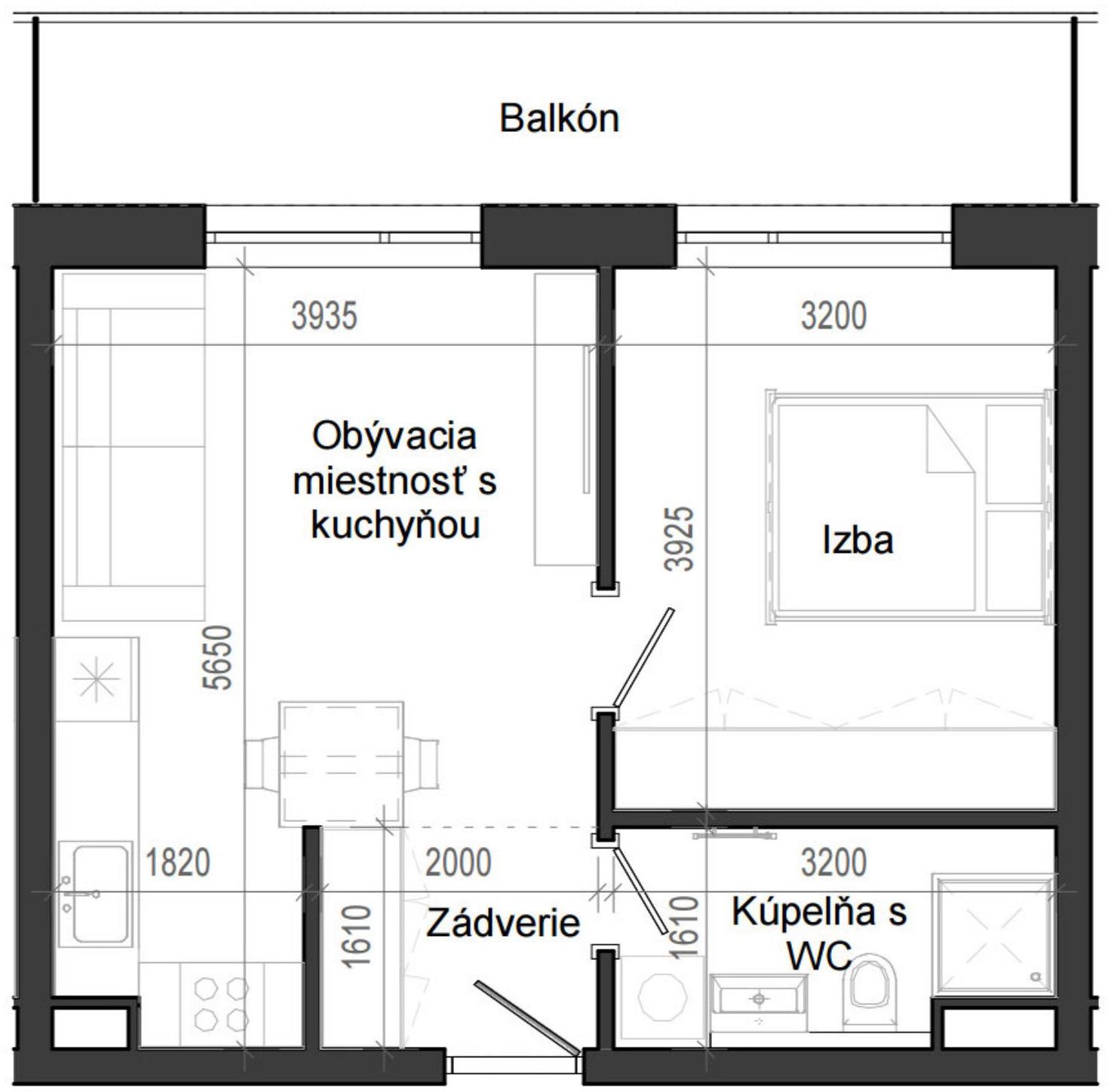 2 izbový byt B14 - 3E