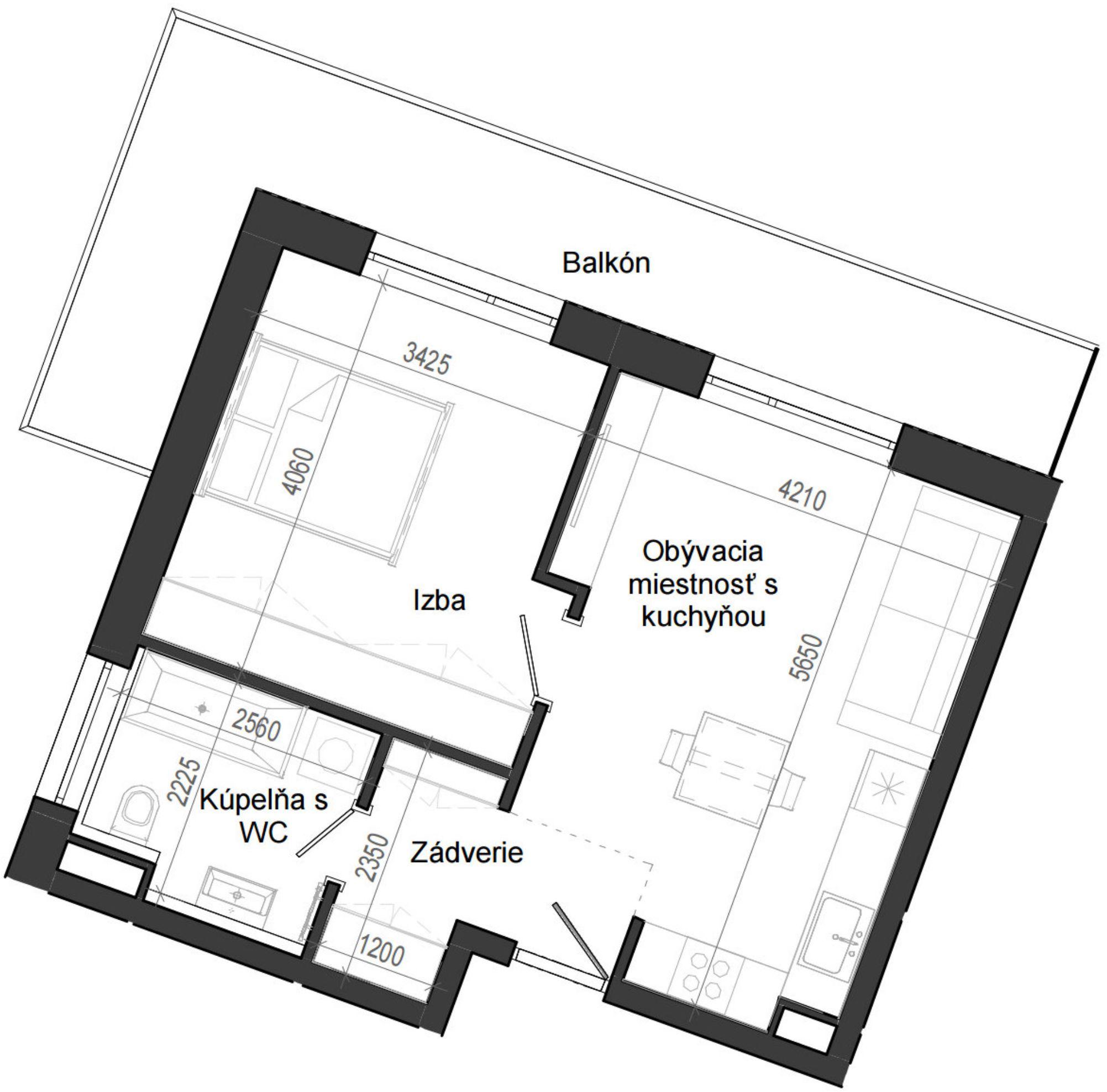 2 izbový byt B14 - 3B