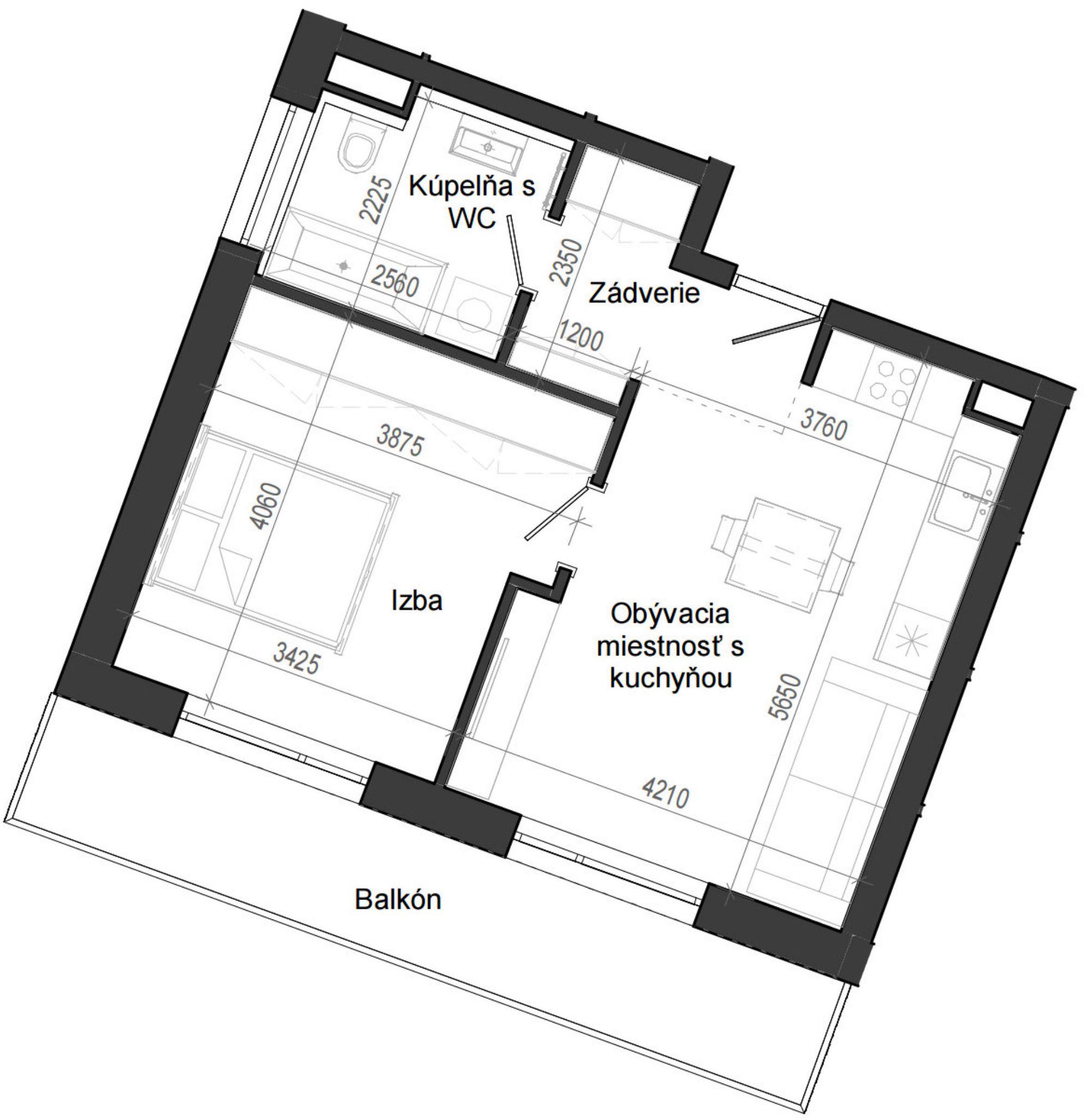 2 izbový byt B14 - 3A