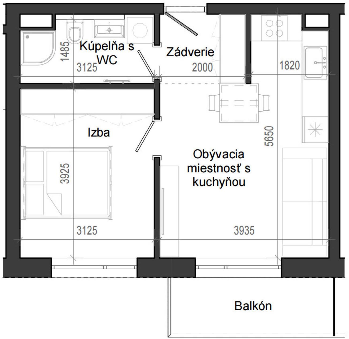 2 izbový byt B14 - 2I