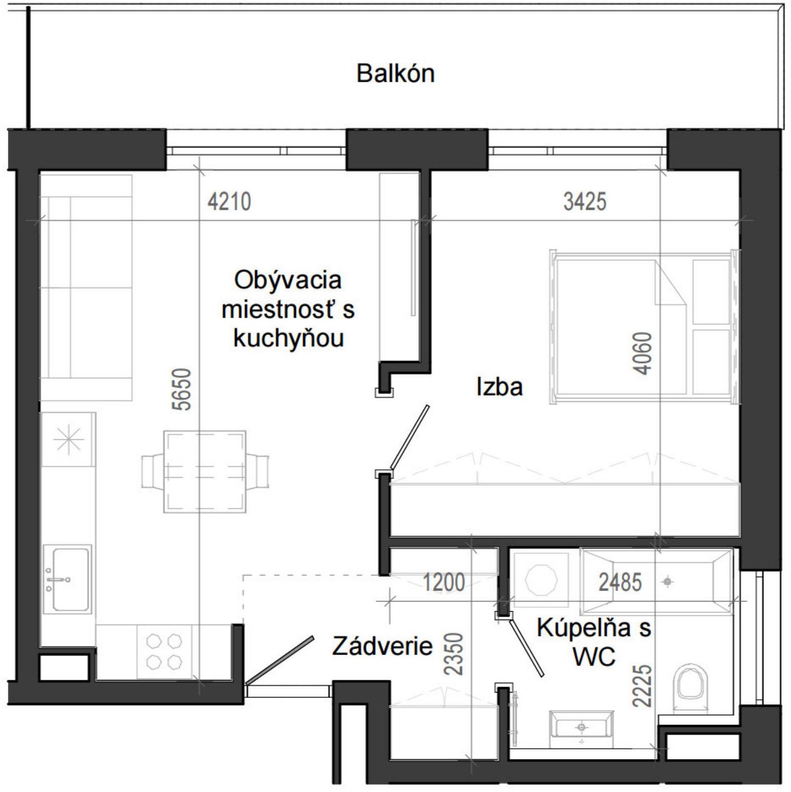 2 izbový byt B14 - 2F