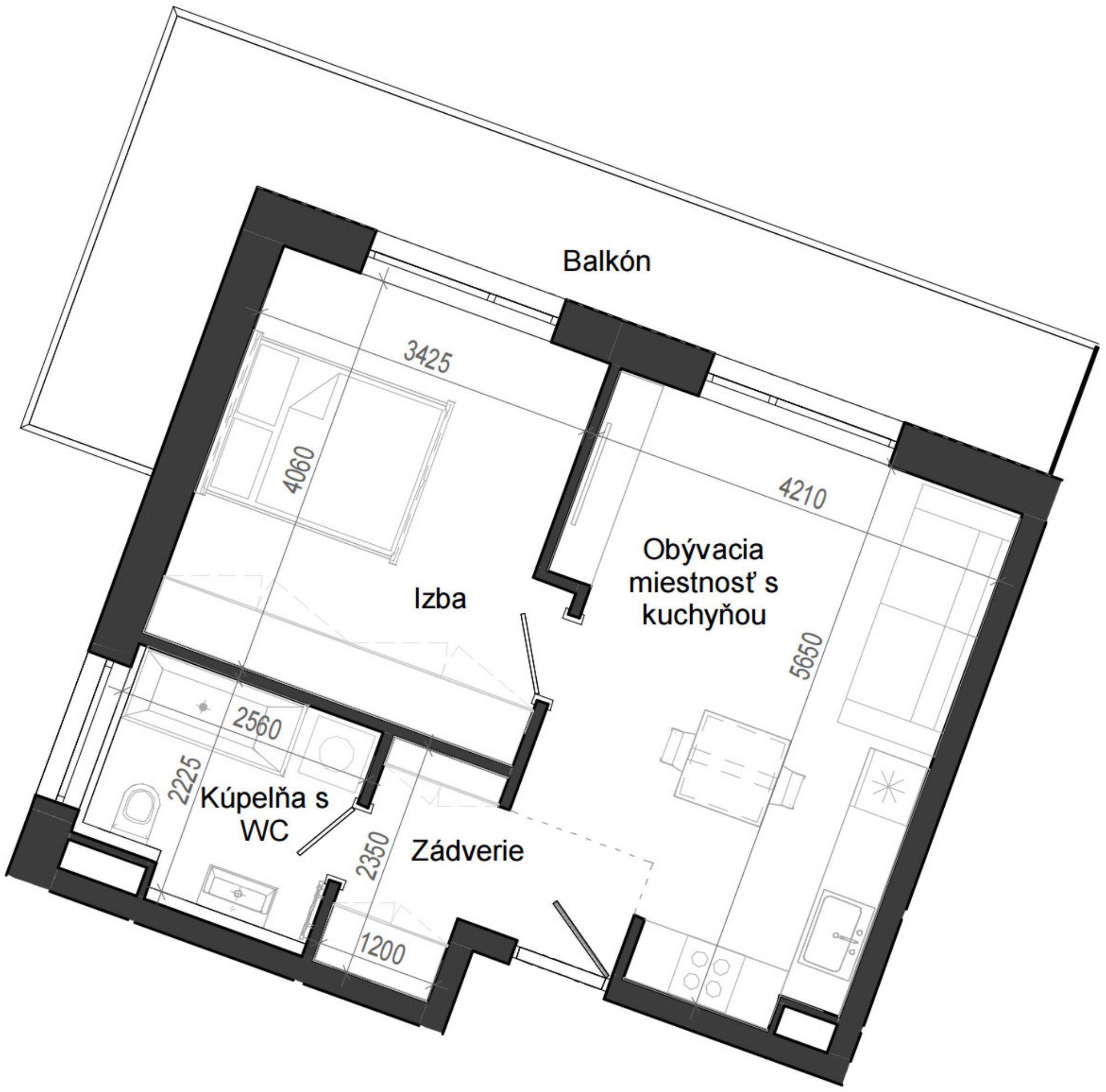2 izbový byt B14 - 2B