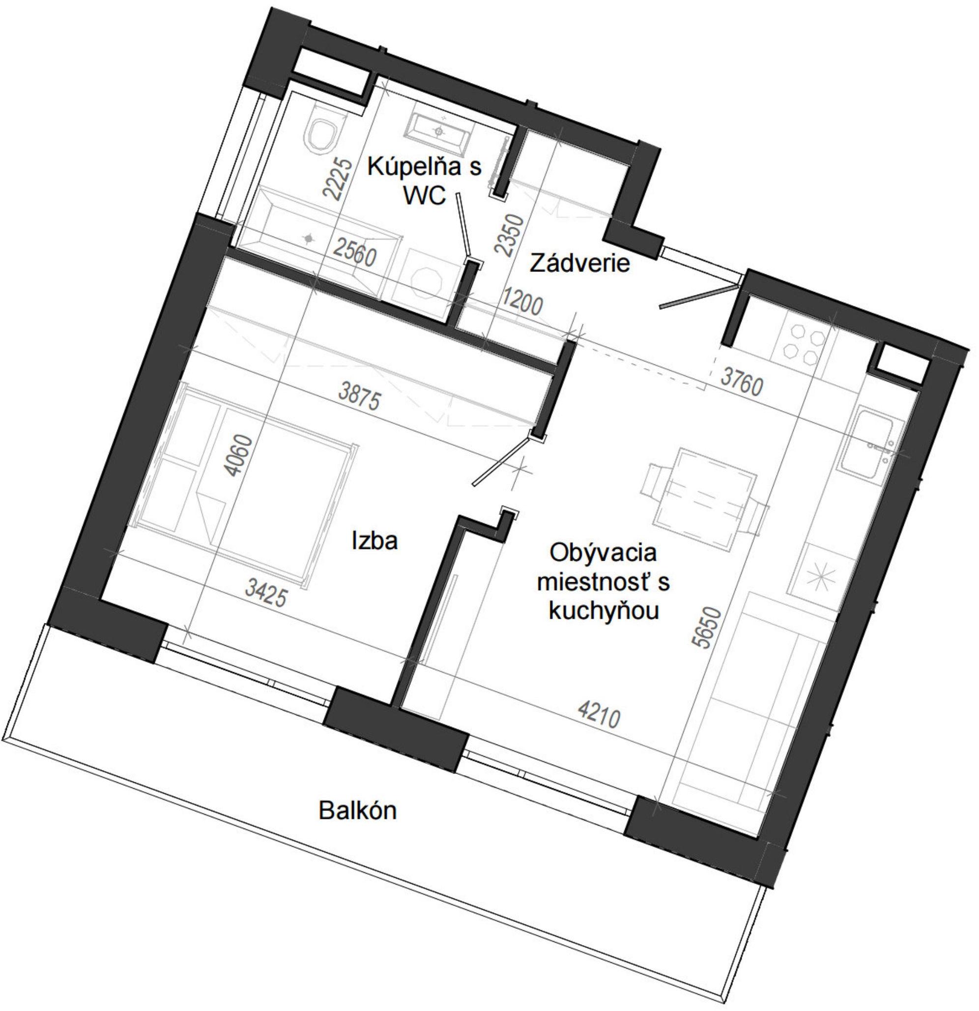 2 izbový byt B14 - 2A