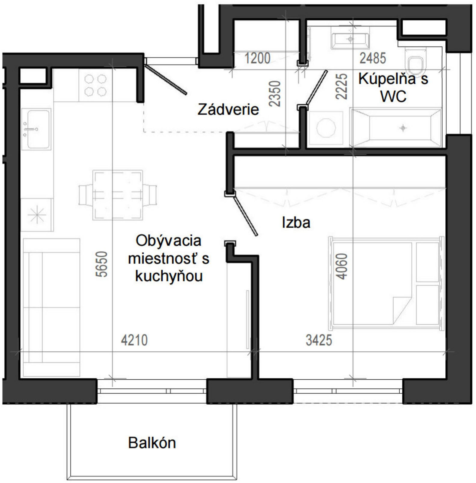 2 izbový byt B14 - 1G