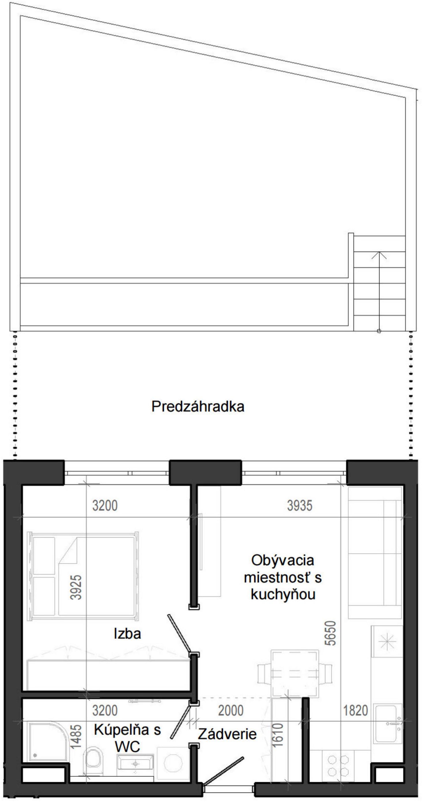 0 izbový byt B14 - 1D-OP