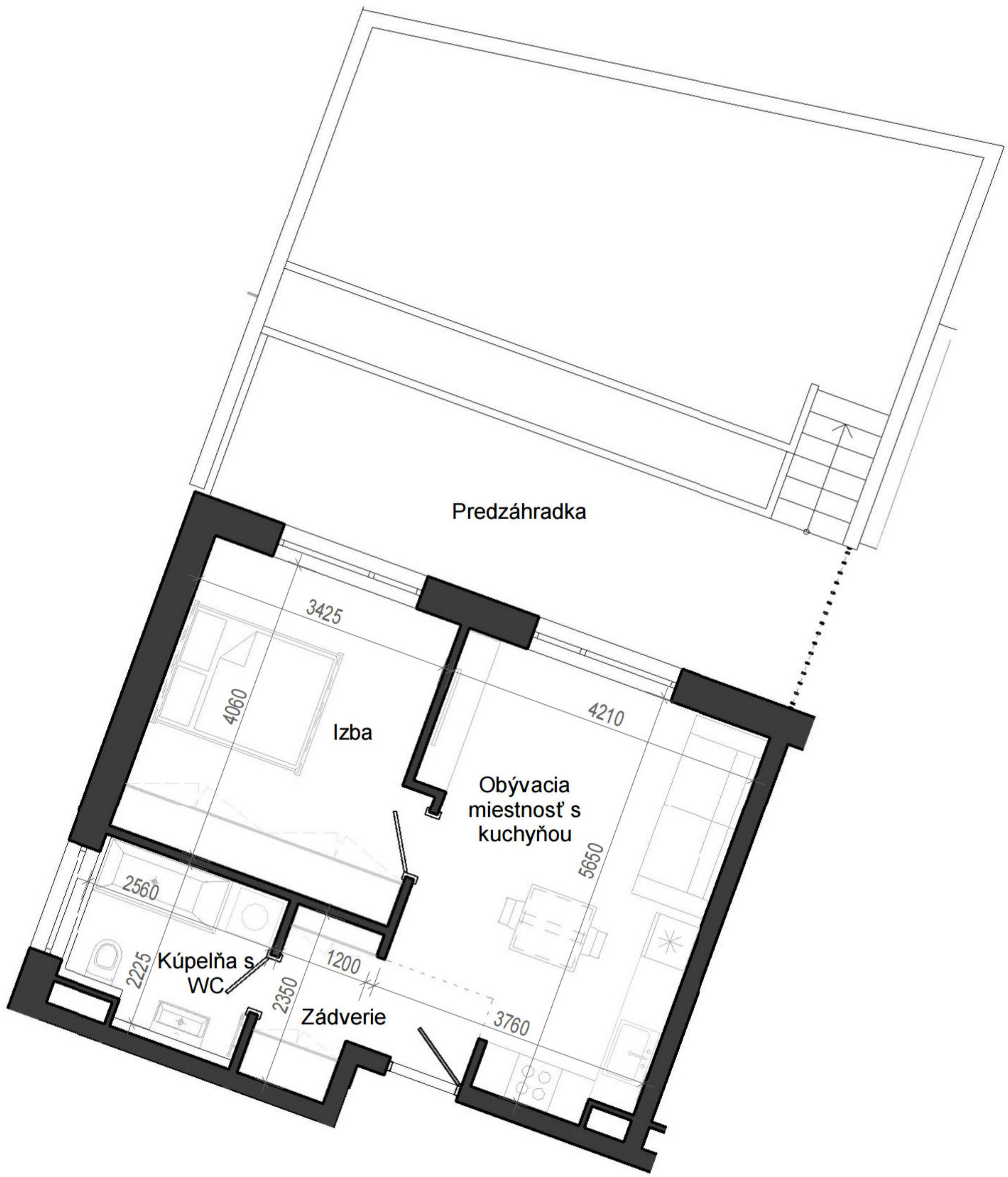 0 izbový byt B14 - 1B-OP