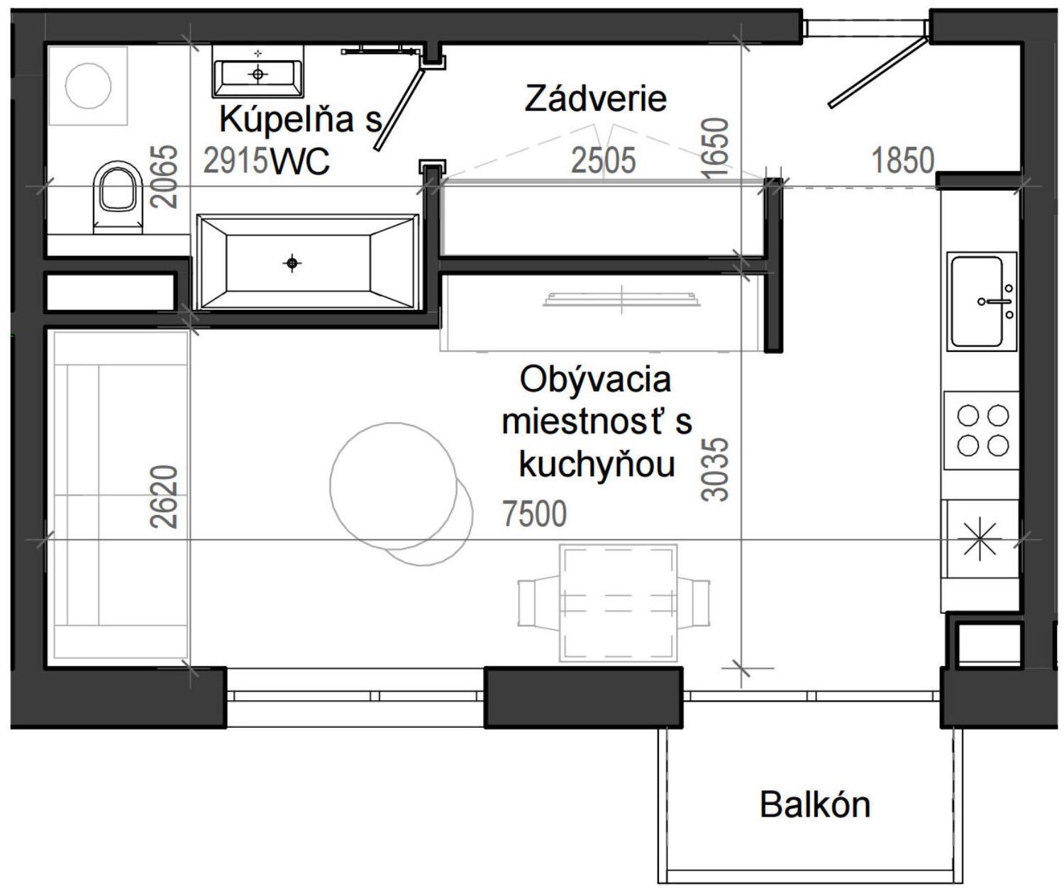 1 izbový byt B13 - 8H