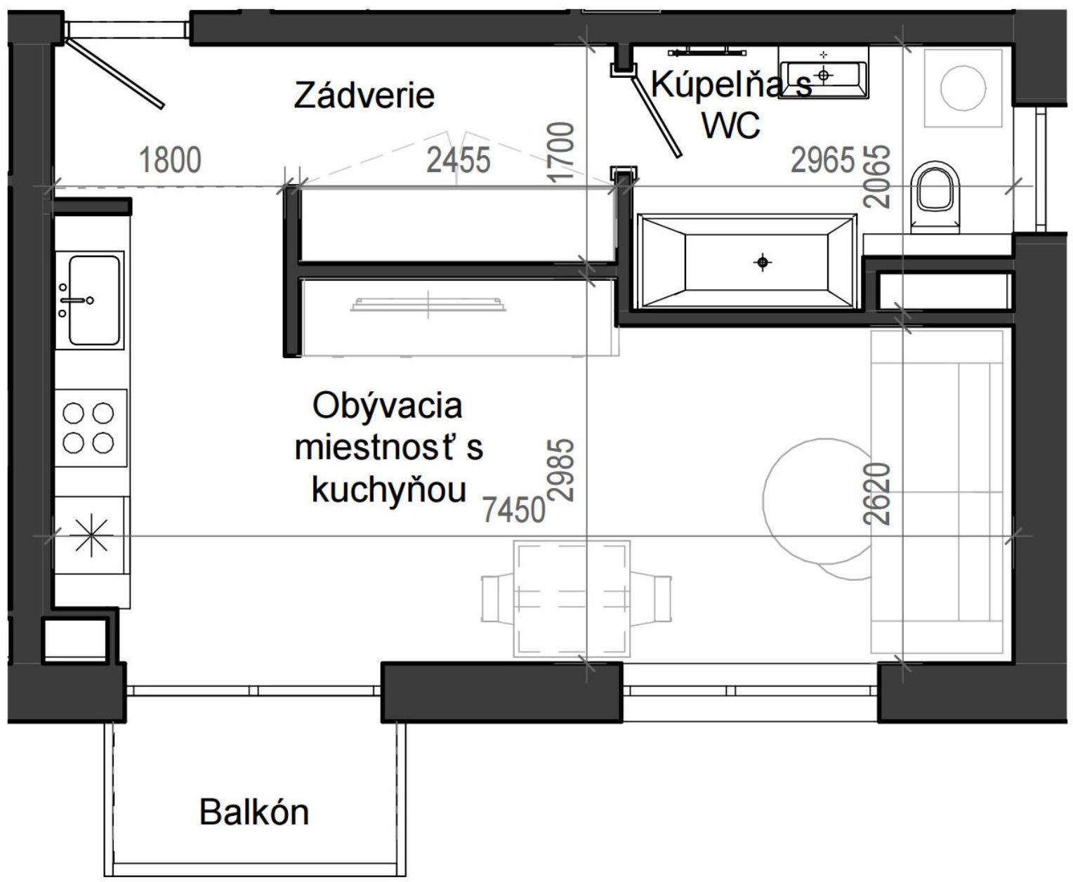 1 izbový byt B13 - 8G