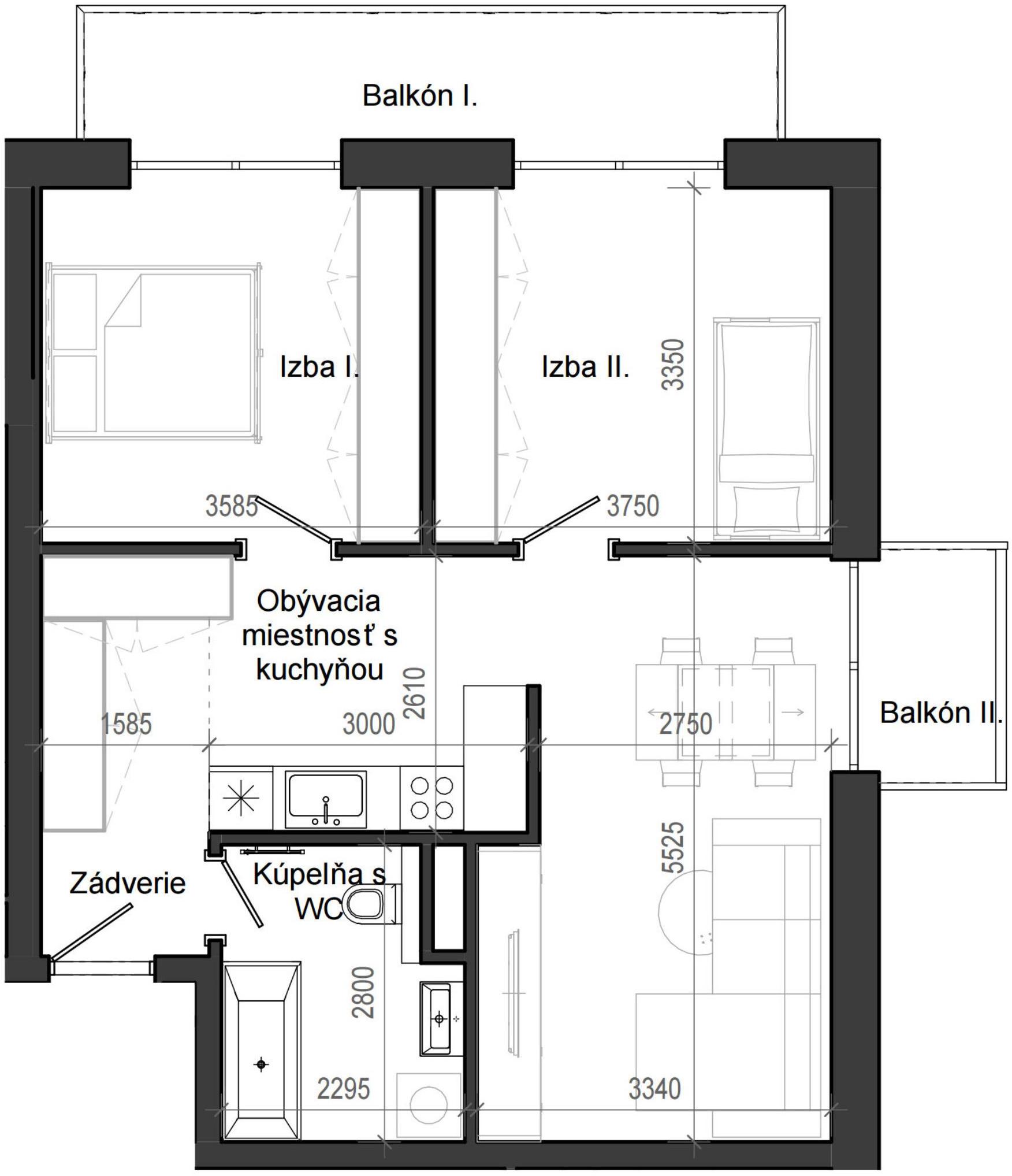 3 izbový byt B13 - 8F
