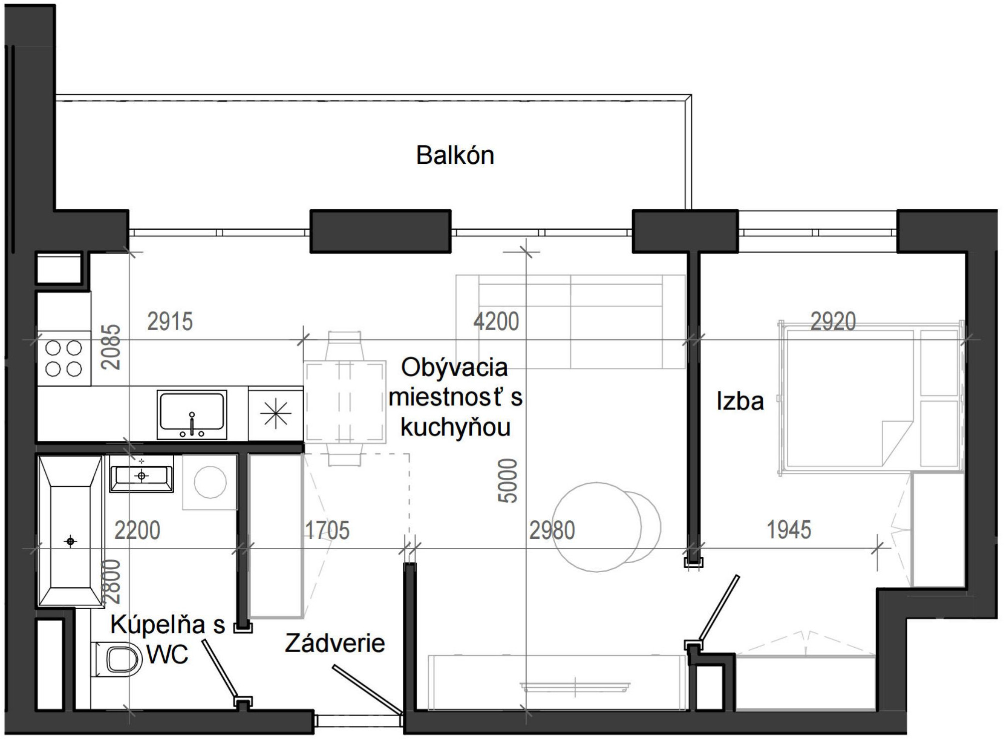 2 izbový byt B13 - 8D