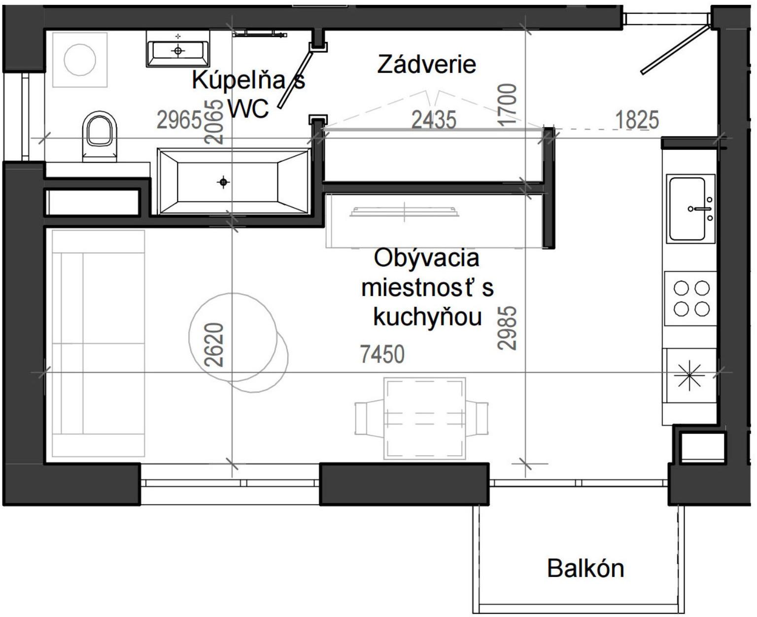 1 izbový byt B13 - 8B