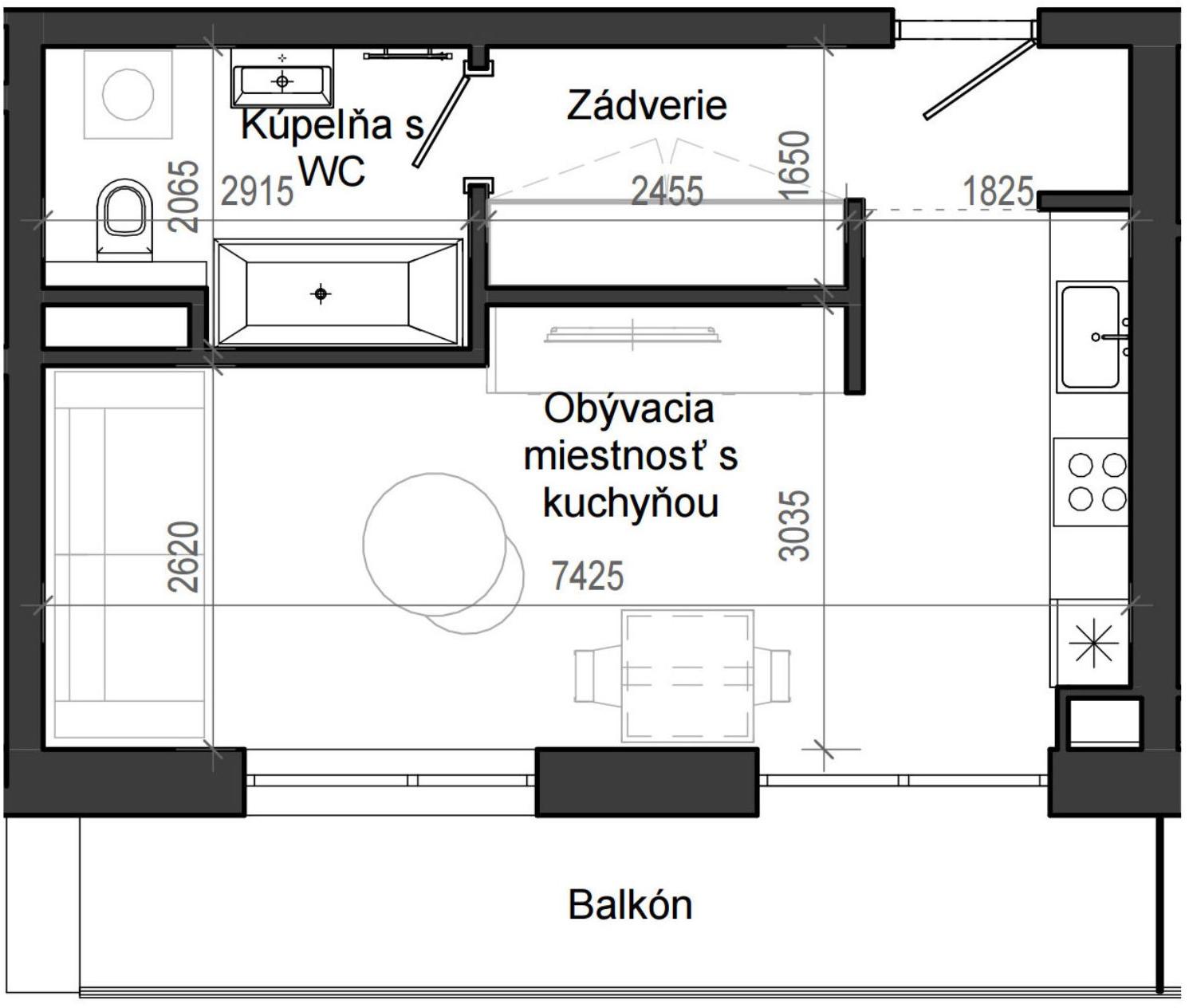 1 izbový byt B13 - 7H