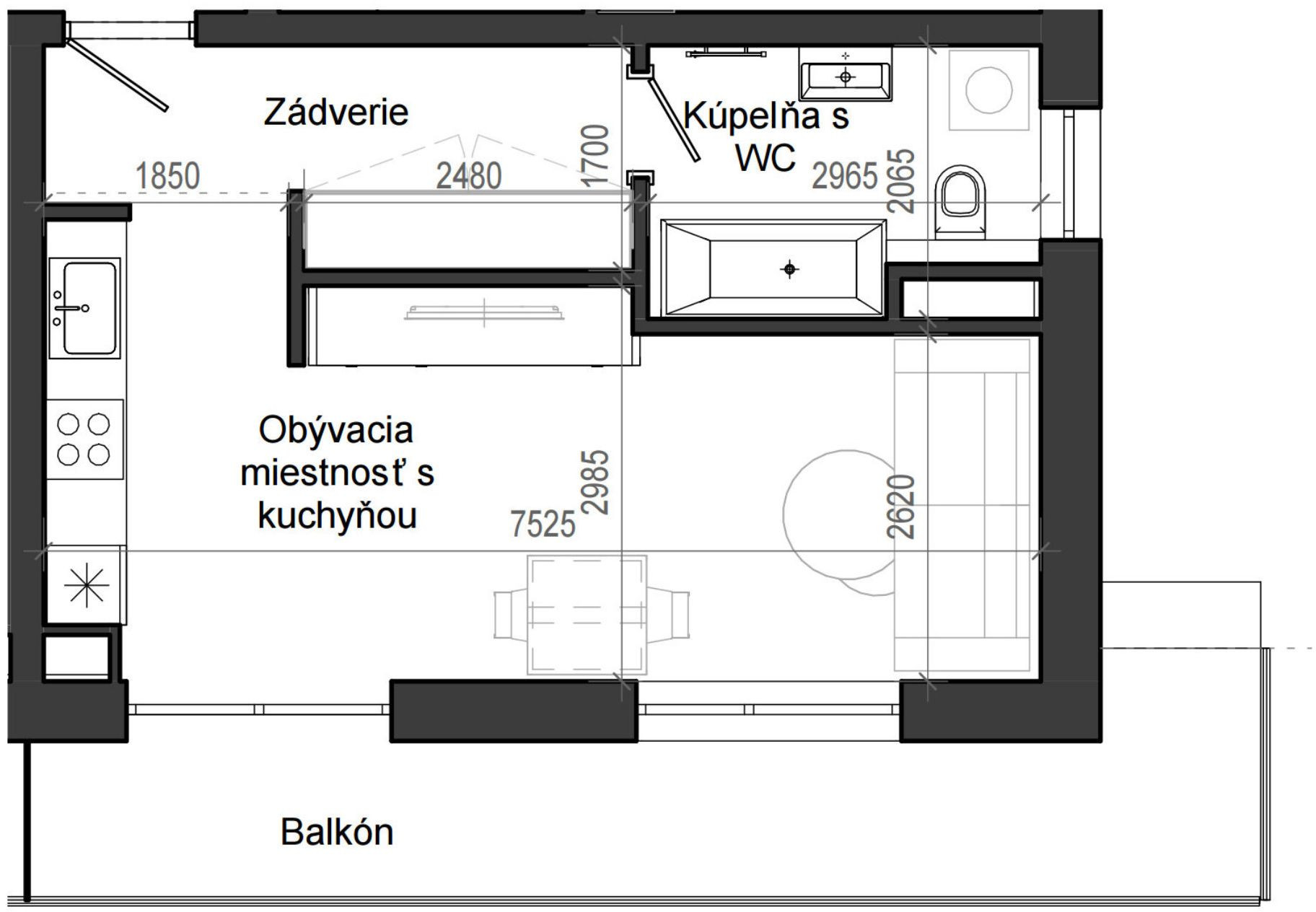 1 izbový byt B13 - 7G