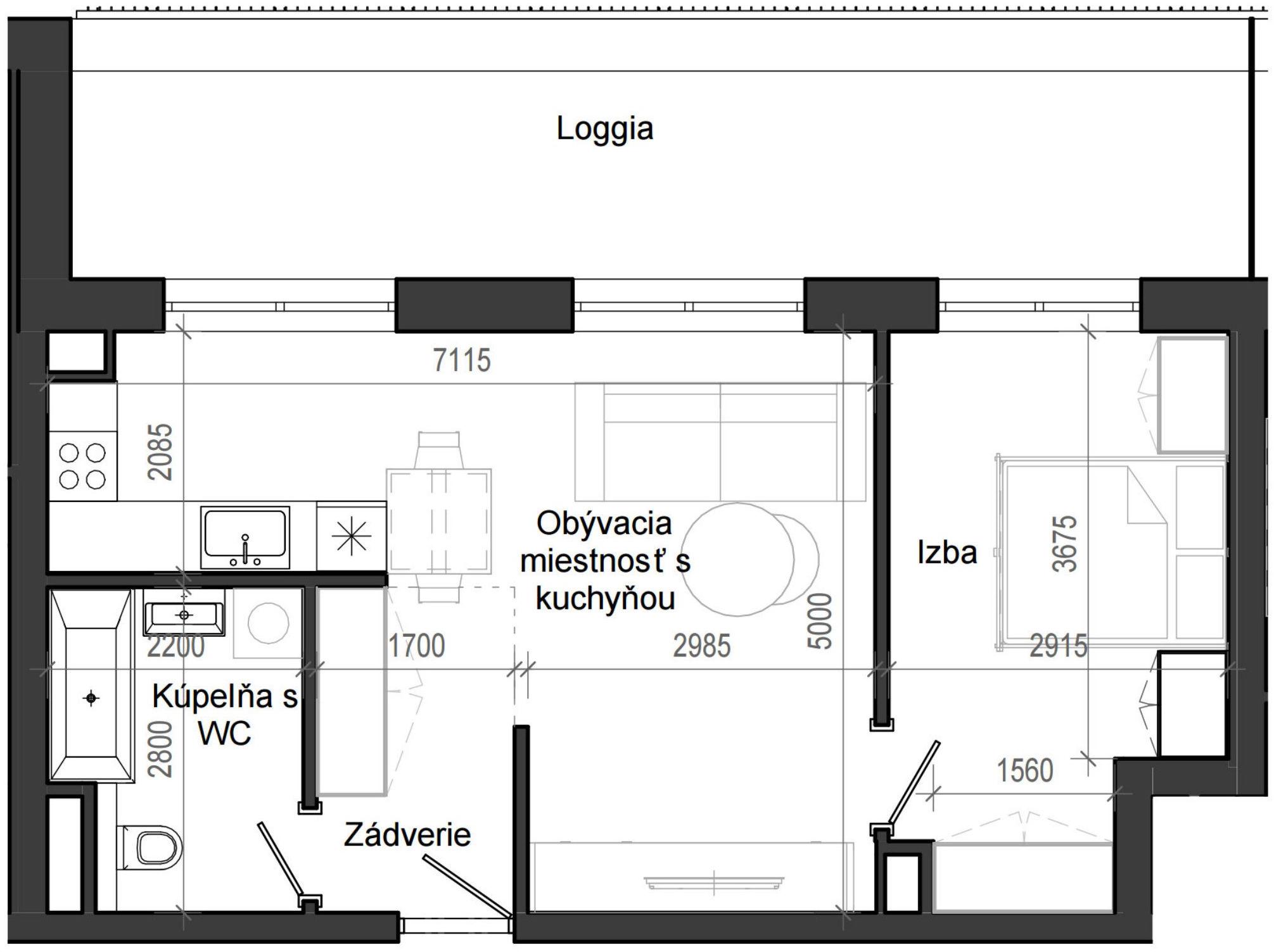 2 izbový byt B13 - 7D