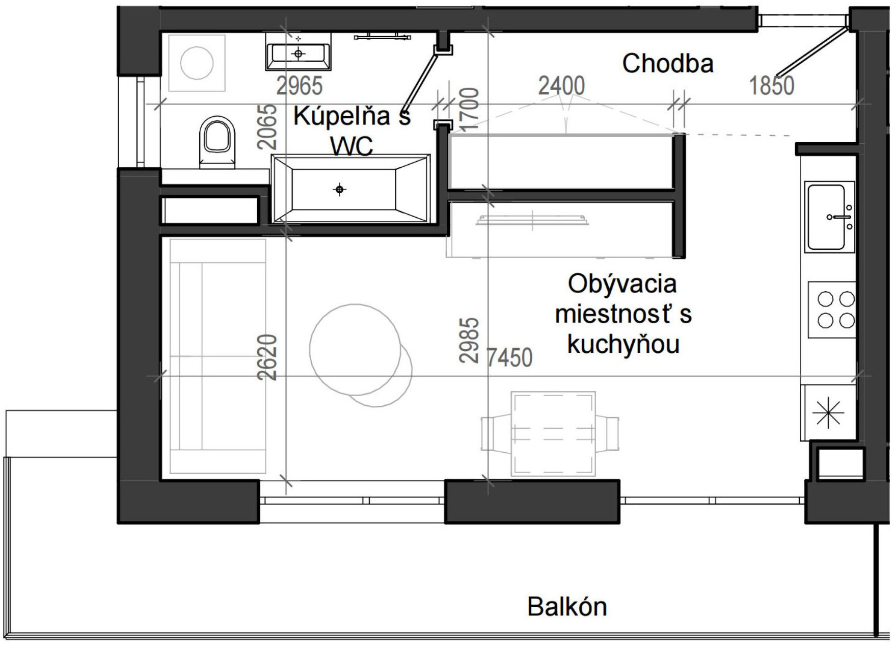 1 izbový byt B13 - 7B