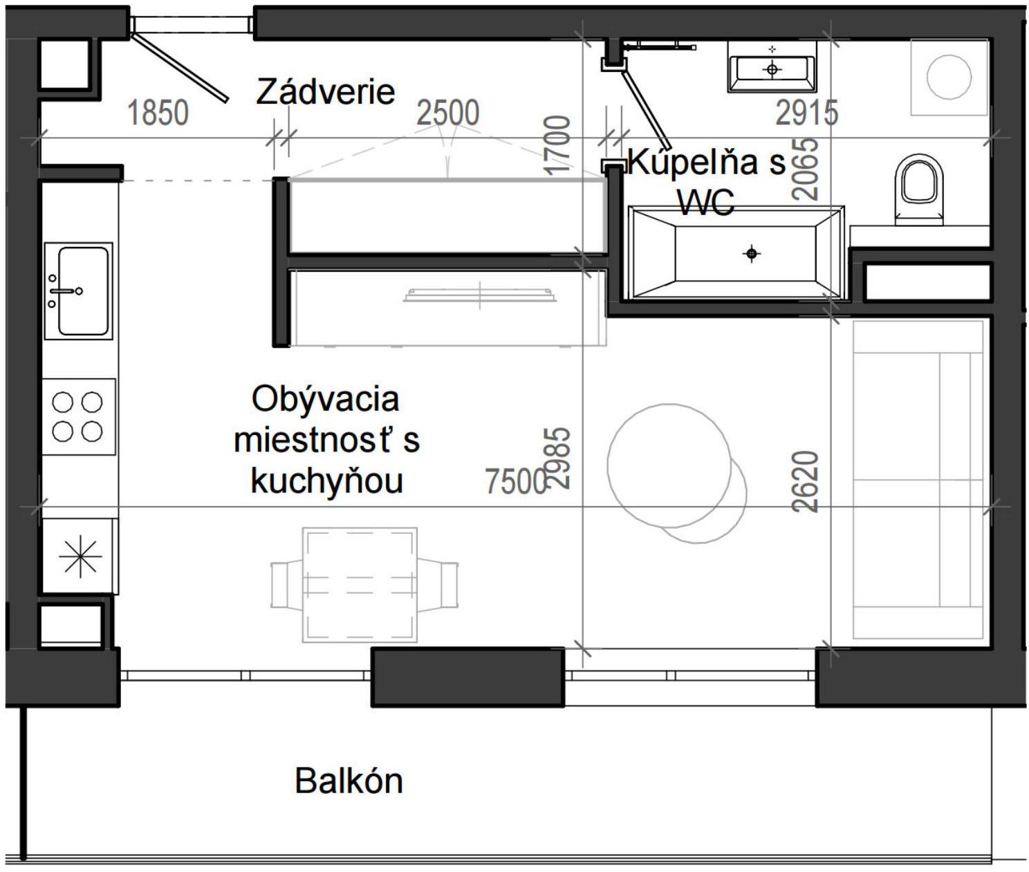 1 izbový byt B13 - 7A