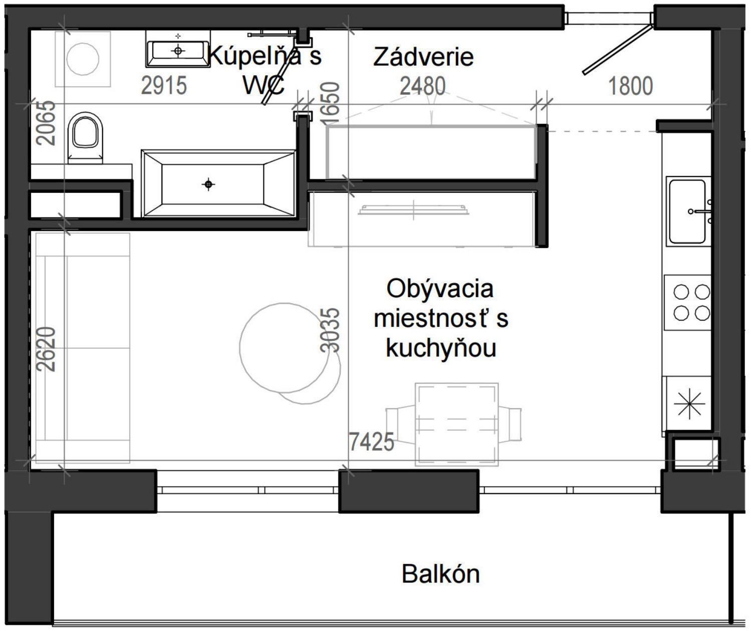 1 izbový byt B13 - 6H