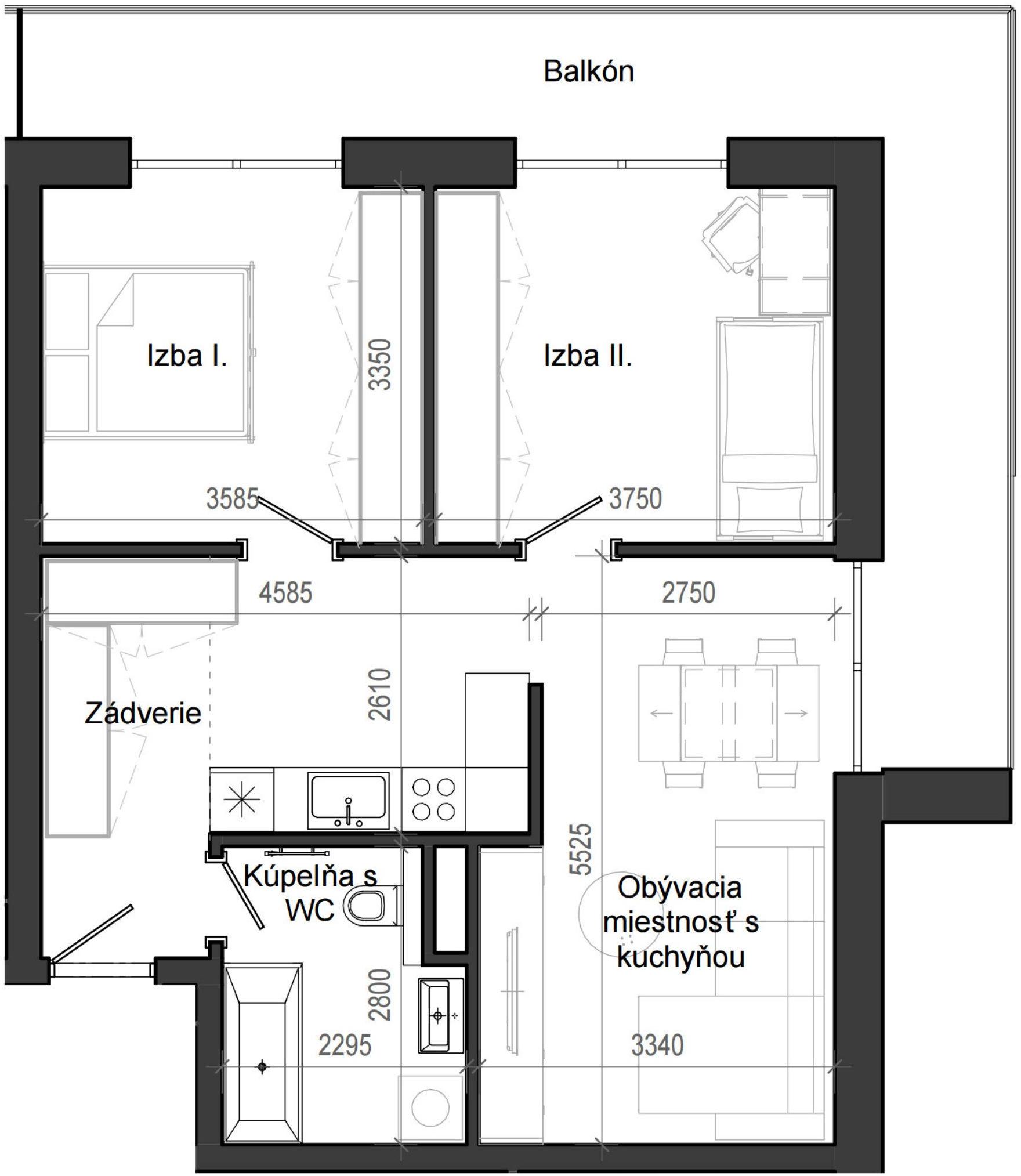 3 izbový byt B13 - 6F