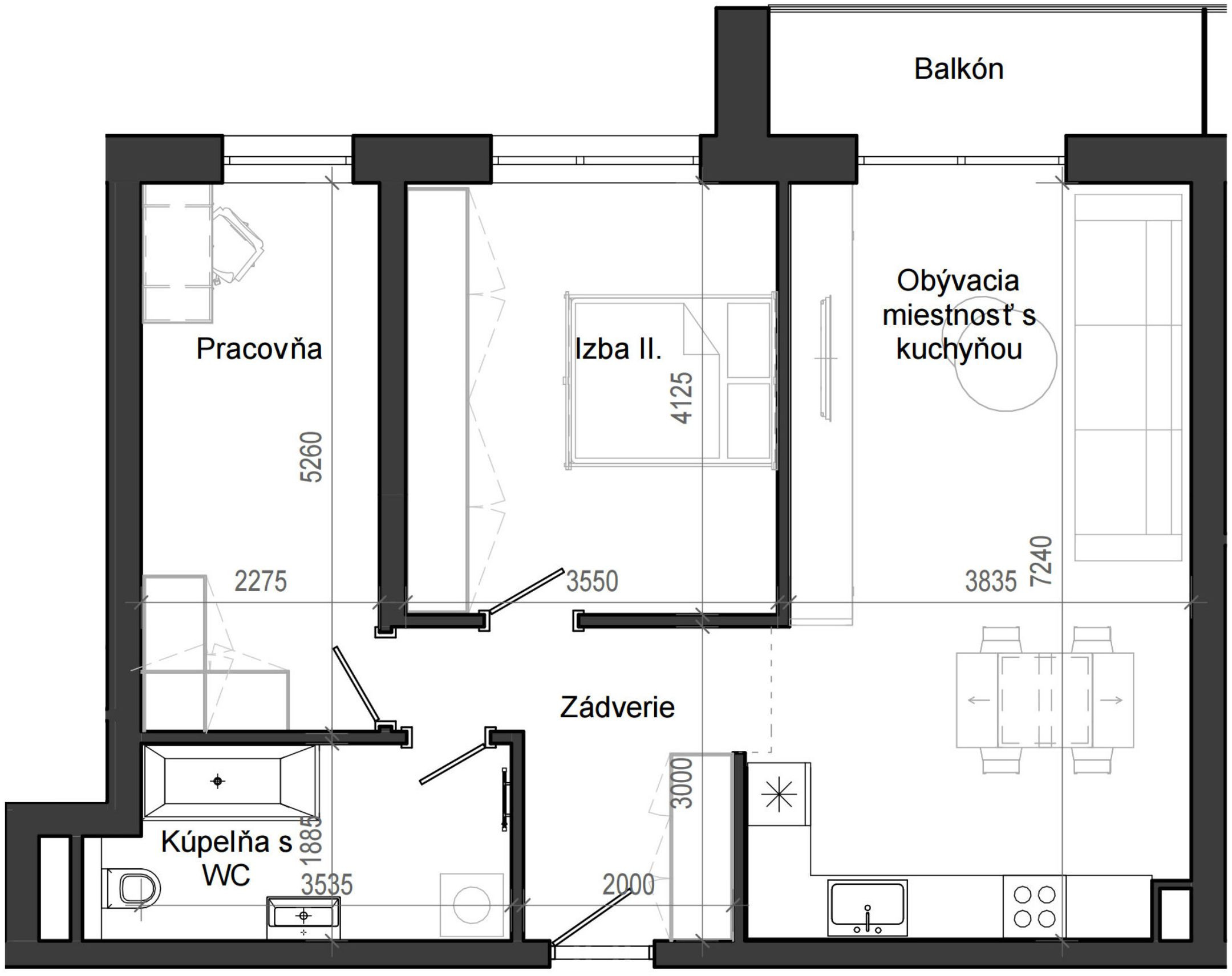 3 izbový byt B13 - 6E