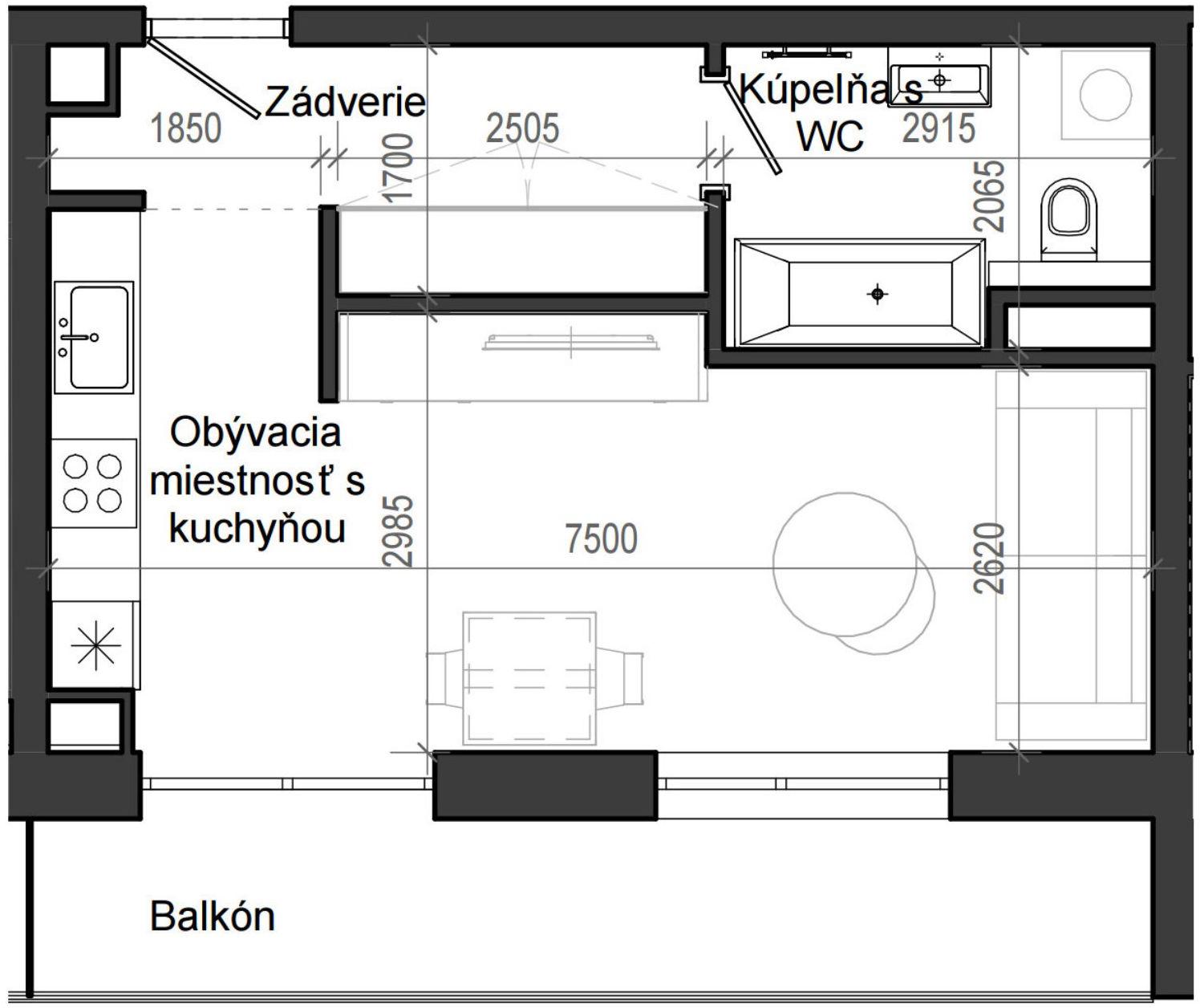 1 izbový byt B13 - 6A