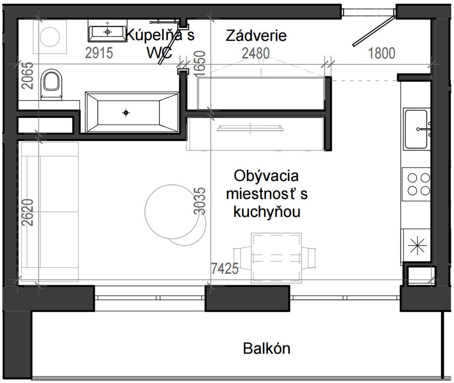 1 izbový byt B13 - 5H