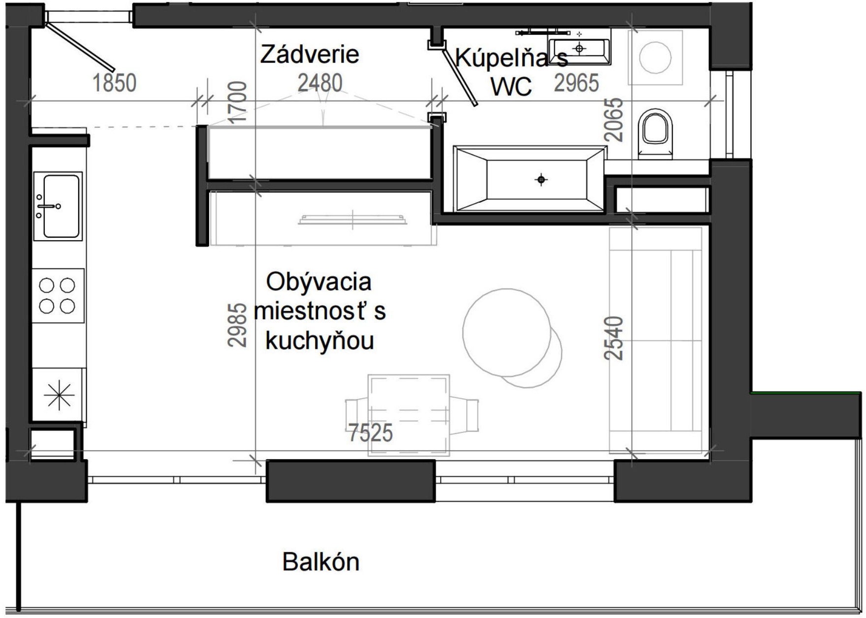1 izbový byt B13 - 5G