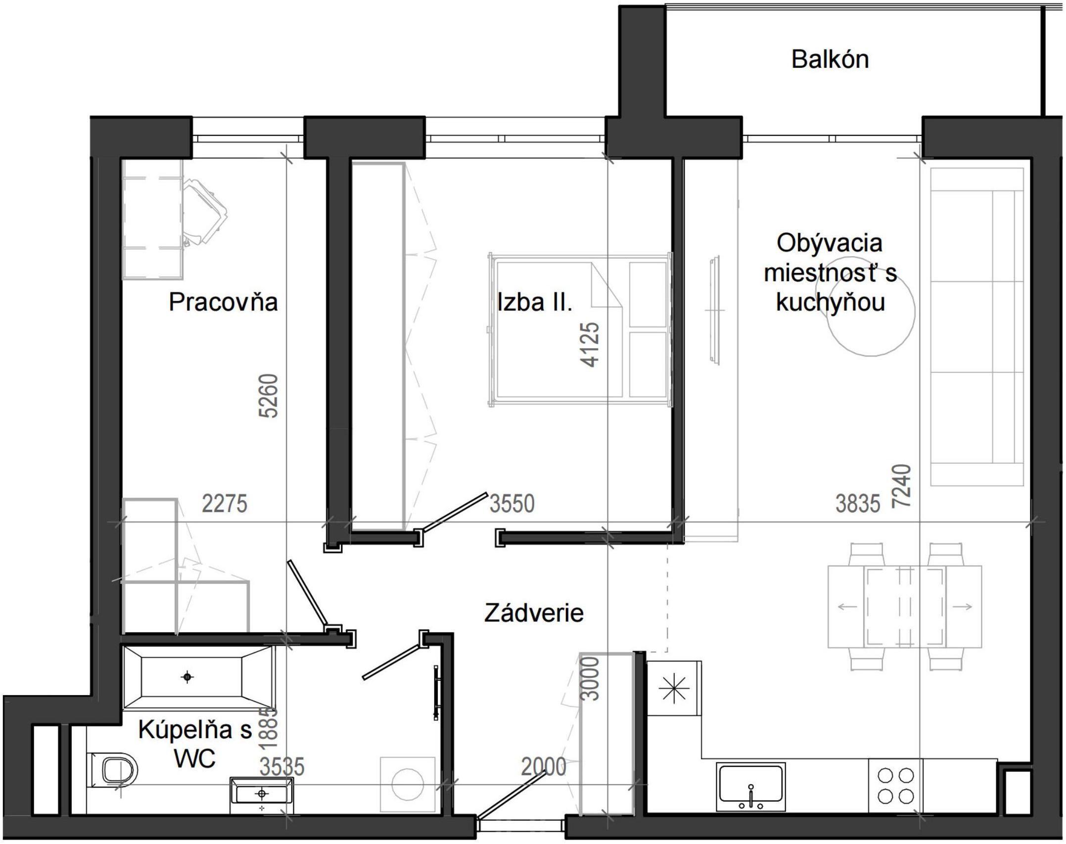 3 izbový byt B13 - 5E